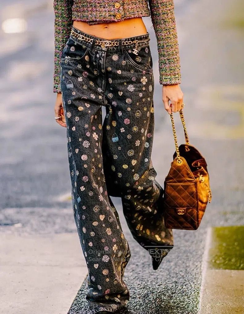 Chanel Chanel 25B grey-black printed graffiti jeans Size 24" / US 00 / IT 34 - 9 Thumbnail