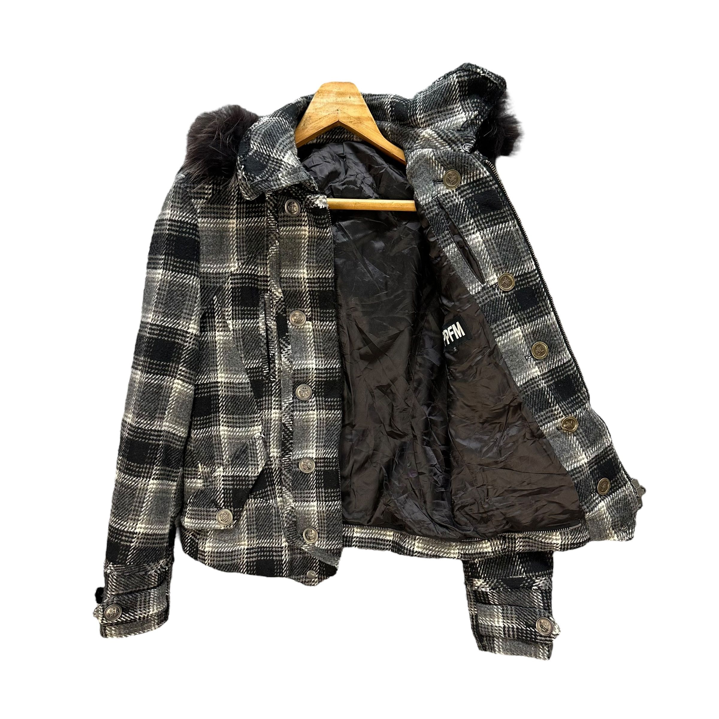 PPFM PPFM Studded Logo Fur Hoodie Tartan Crop Jacket #A54-1246 Size US S / EU 44-46 / 1 - 8 Thumbnail