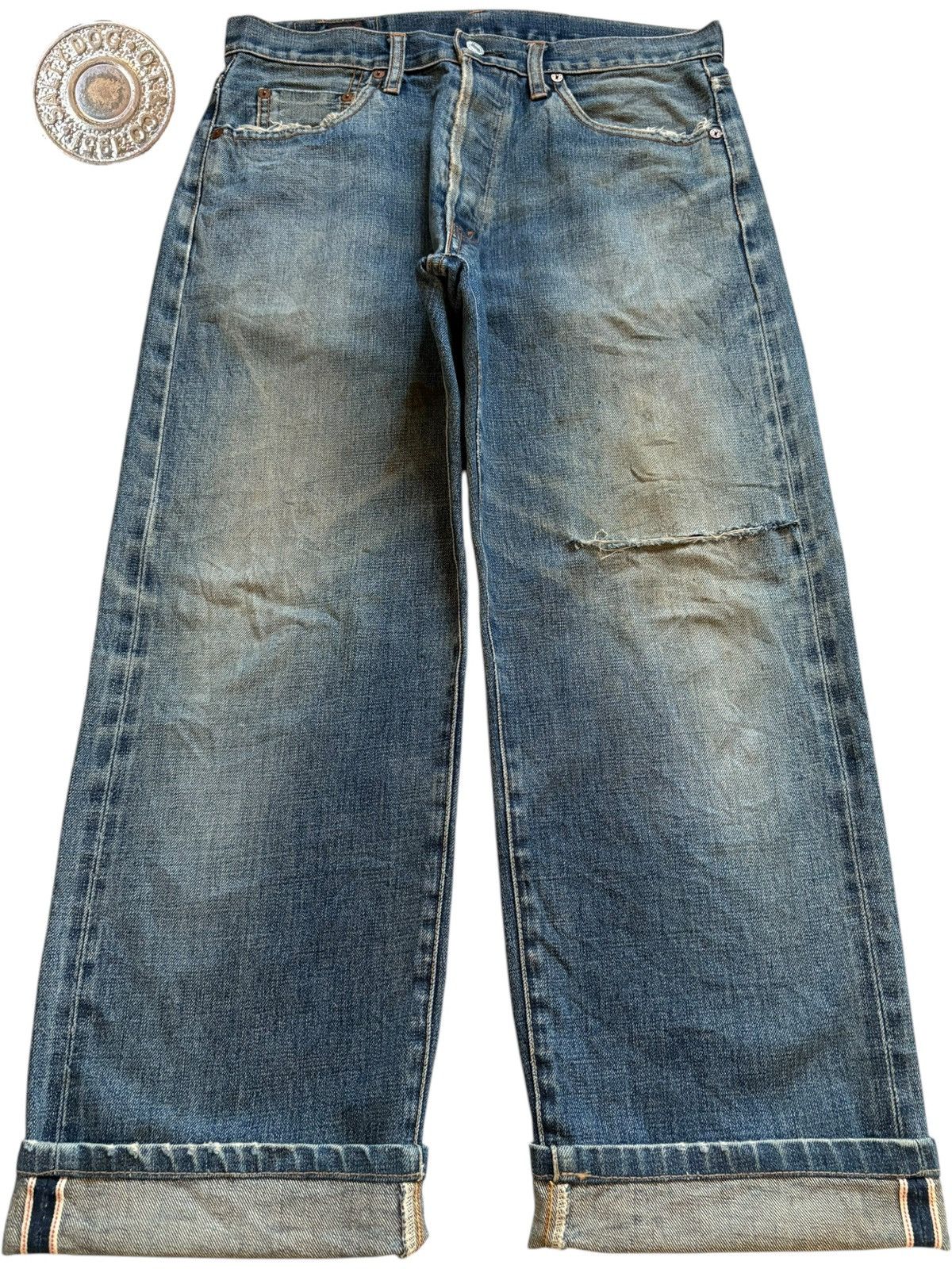 Japanese Brand Vintage Japanese Salty Dog Selvedge Mud Wash Baggy Jeans Size US 33 - 1 Thumbnail