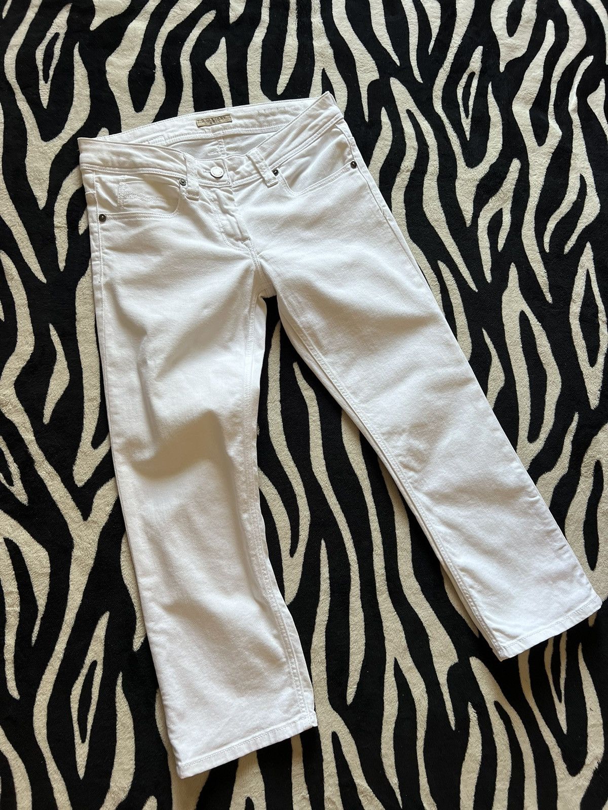 Burberry Burberry Brit Women’s Buckingham Skinny Leg Size 26 White Size 26" / US 2 / IT 38 - 1 Thumbnail