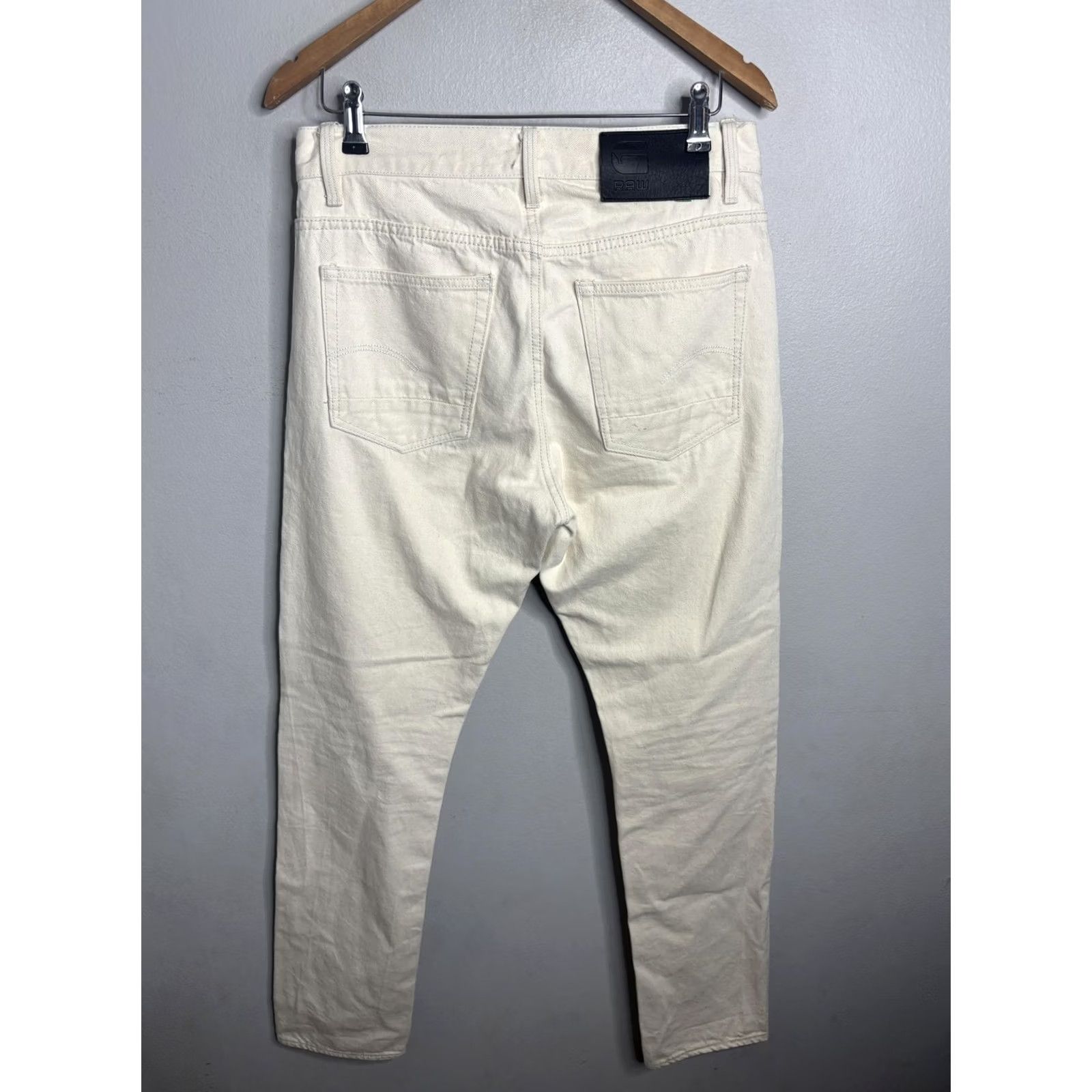 Vintage G-Star RAW Triple A Regular Straight Jeans Mens Off-White Cream Denim Pants Size US 33 - 6 Thumbnail