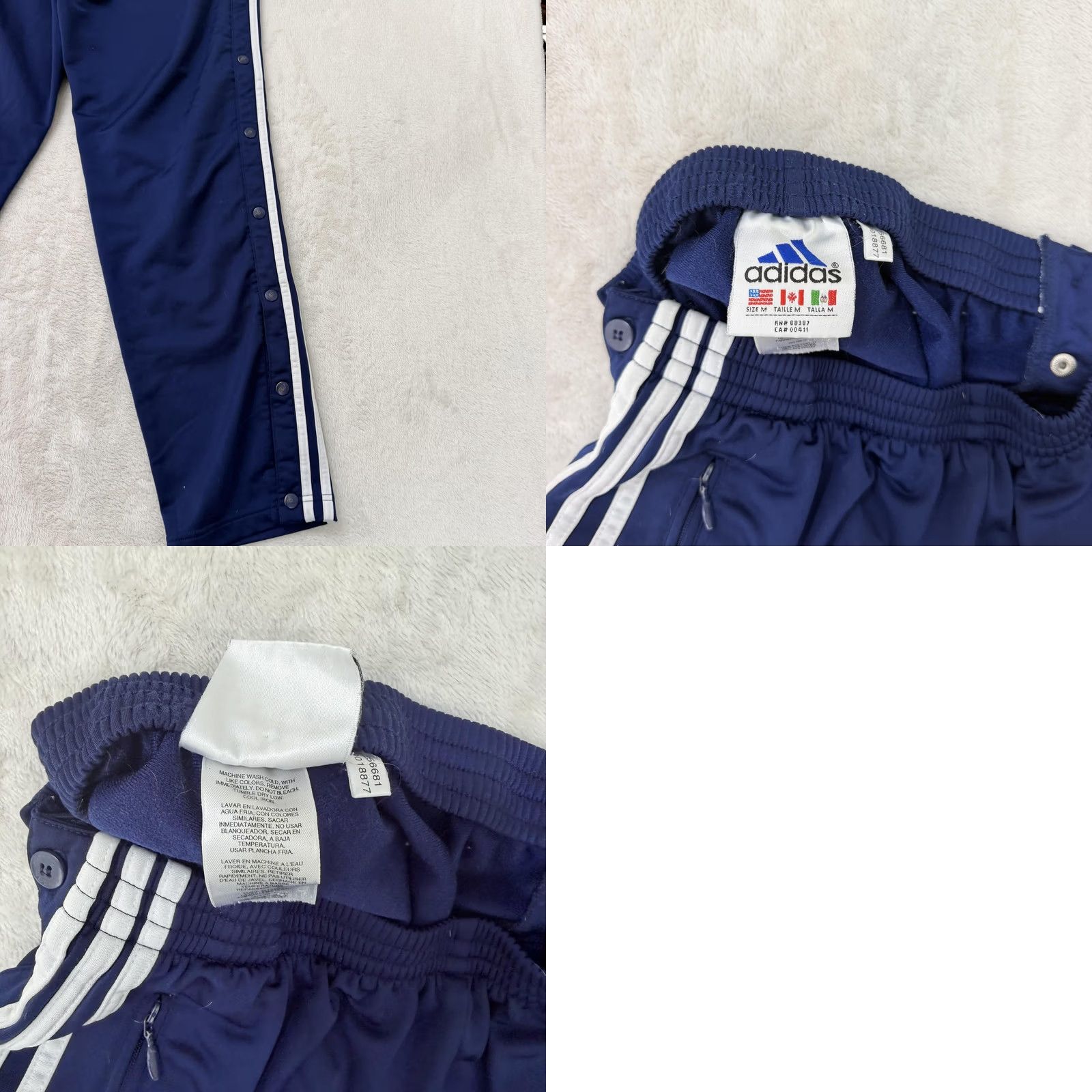 Adidas Adidas Track Pants Mens Medium 30x30 Blue 3 Stripe Tearaway Zip Pocket Pockets Side Stripe KnIT Knit Elastic Waist Tapered Regular Pants Mens Size US 31 - 9 Thumbnail