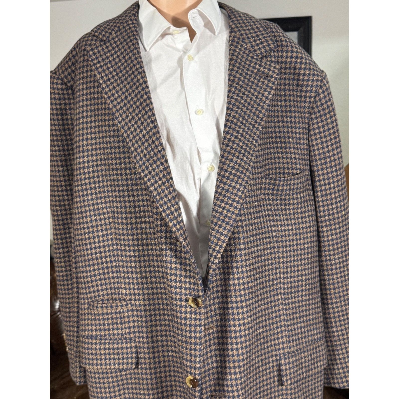 Brunello Cucinelli Brunello Cucinelli Houndstooth 64 54RUS Wool Cashmere Size 54R - 1 Thumbnail