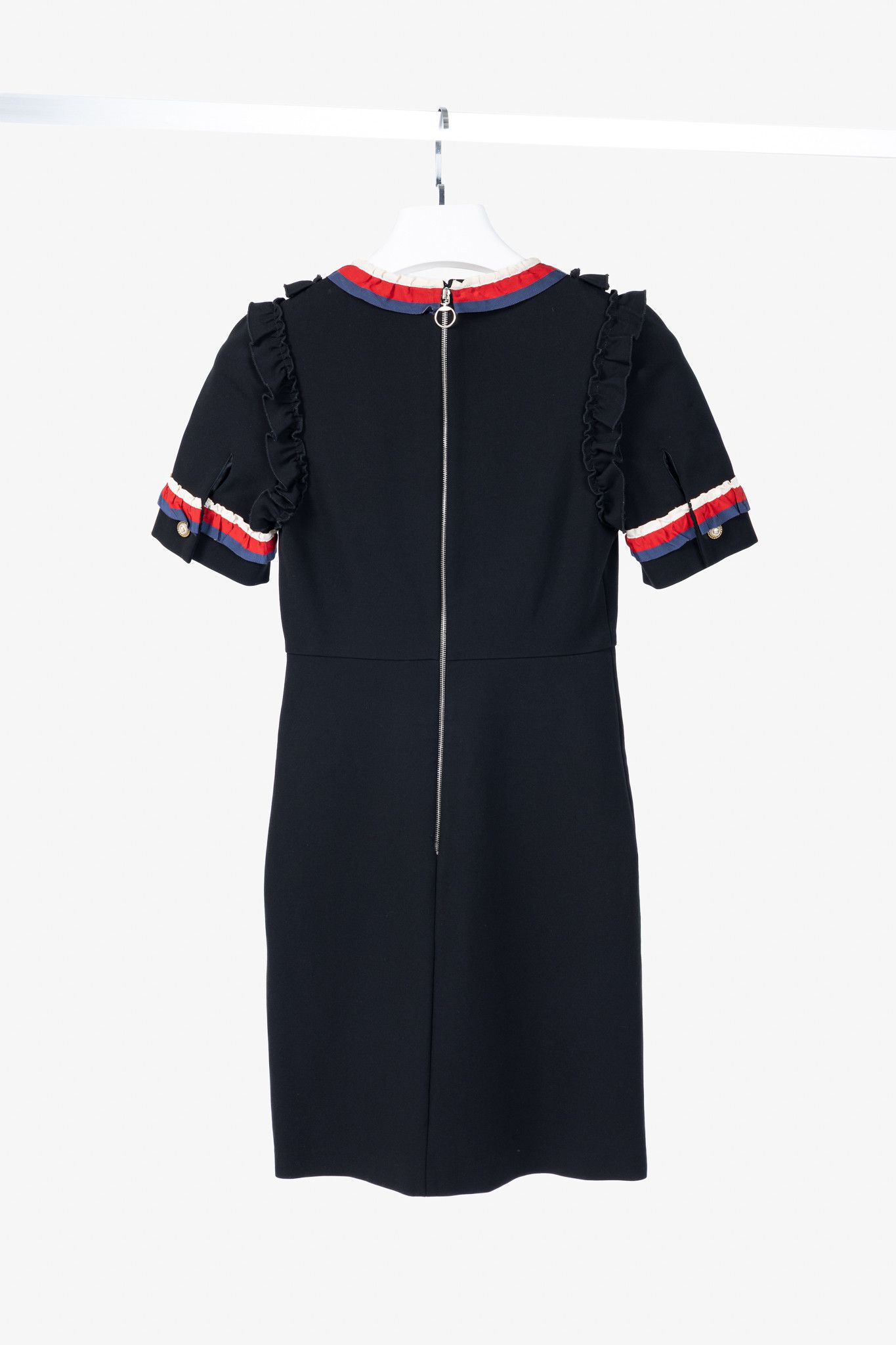 Gucci Gucci Black Sylvie-Web Ruffle-Detail Short Dress Size XS / US 0-2 / IT 36-38 - 2 Thumbnail
