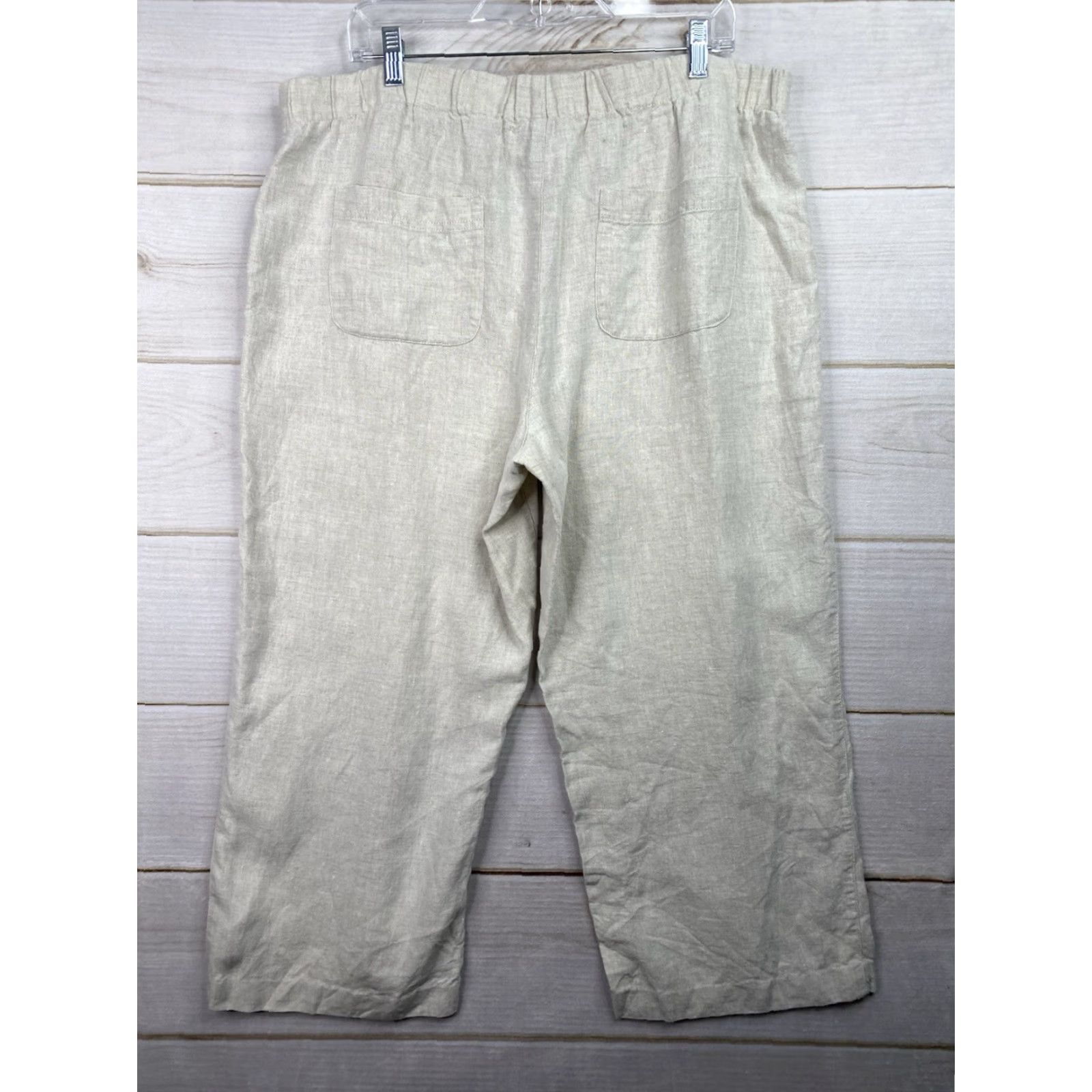 Vintage Chicos Linen Pants Wide-Leg Cropped Beige XS-XL 3 US XL Relaxed Beach Bohemian Womens Pants Size 40" / US 18 - 6 Thumbnail