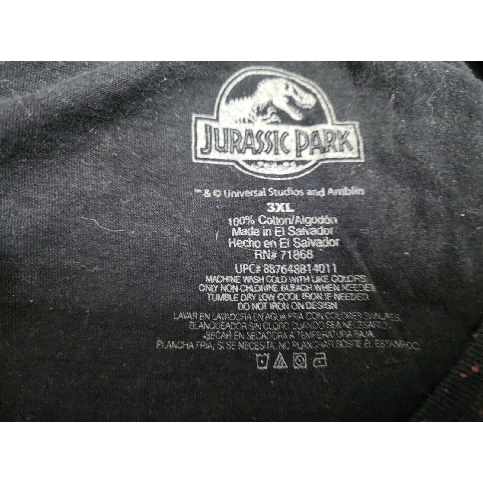 Vintage VINTAGE Jurassic Park Men's T-Shirt 3XL Black Distressed Short Sleeve Crew Neck Cotton Size US XXL / EU 58 / 5 - 5 Thumbnail