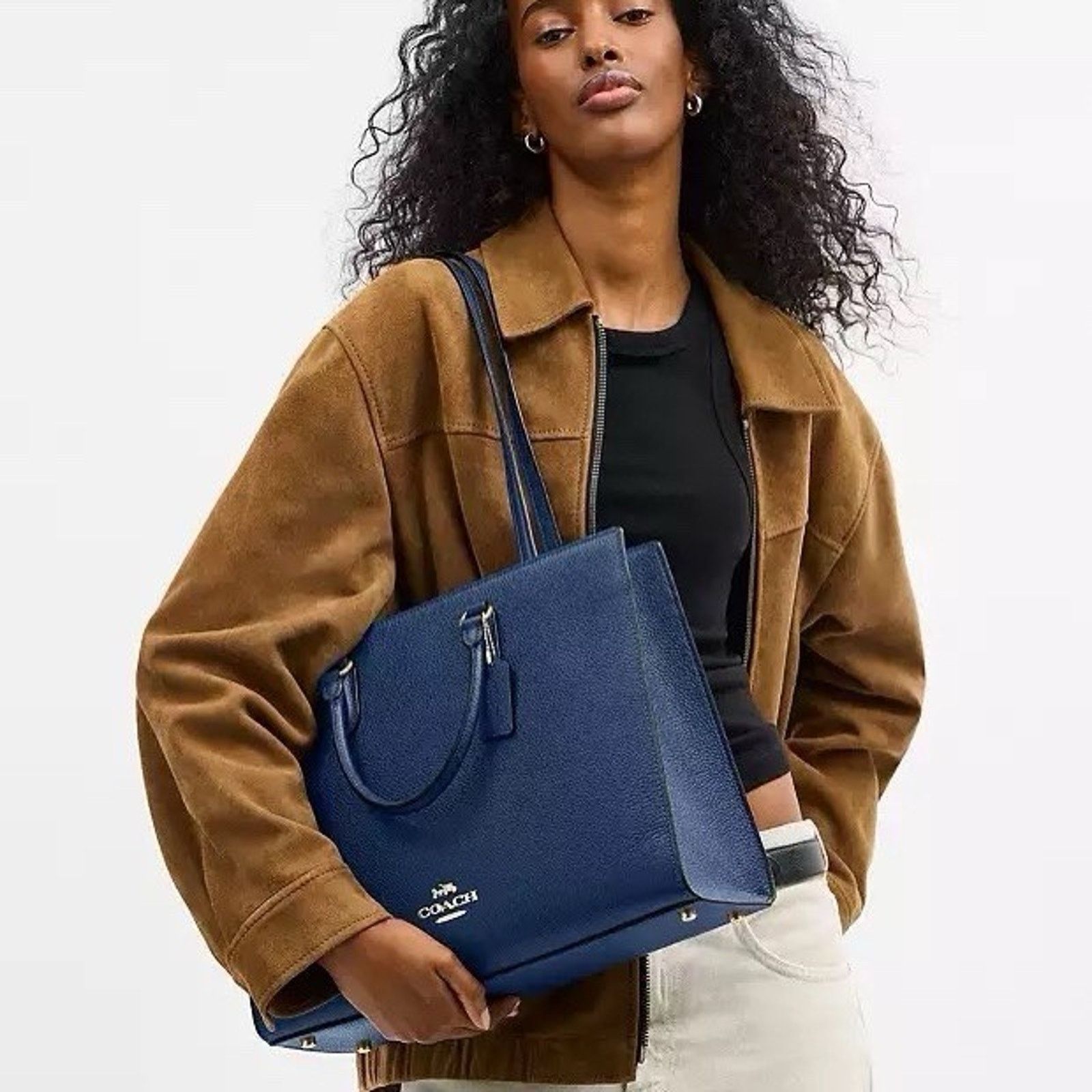Coach NWT Coach Maggie Tote Bag leather CY666 Gold/Deep Blue Size ONE SIZE - 6 Thumbnail