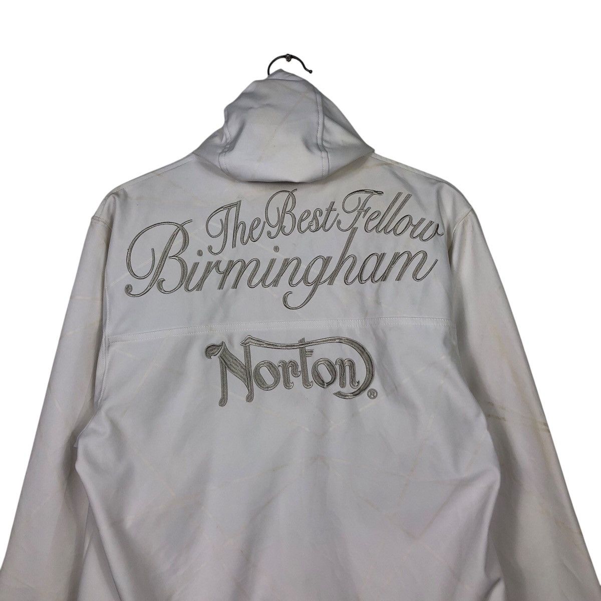 Japanese Brand Rich White Zipper Jacket Hoodie Norton Big Logo Embroidered Size US L / EU 52-54 / 3 - 14 Thumbnail