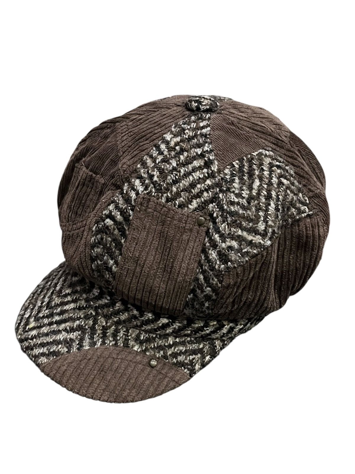 Designer Grunge Vintage Japanese Patchwork Corduroy Newsboy Hat Size ONE SIZE - 6 Thumbnail