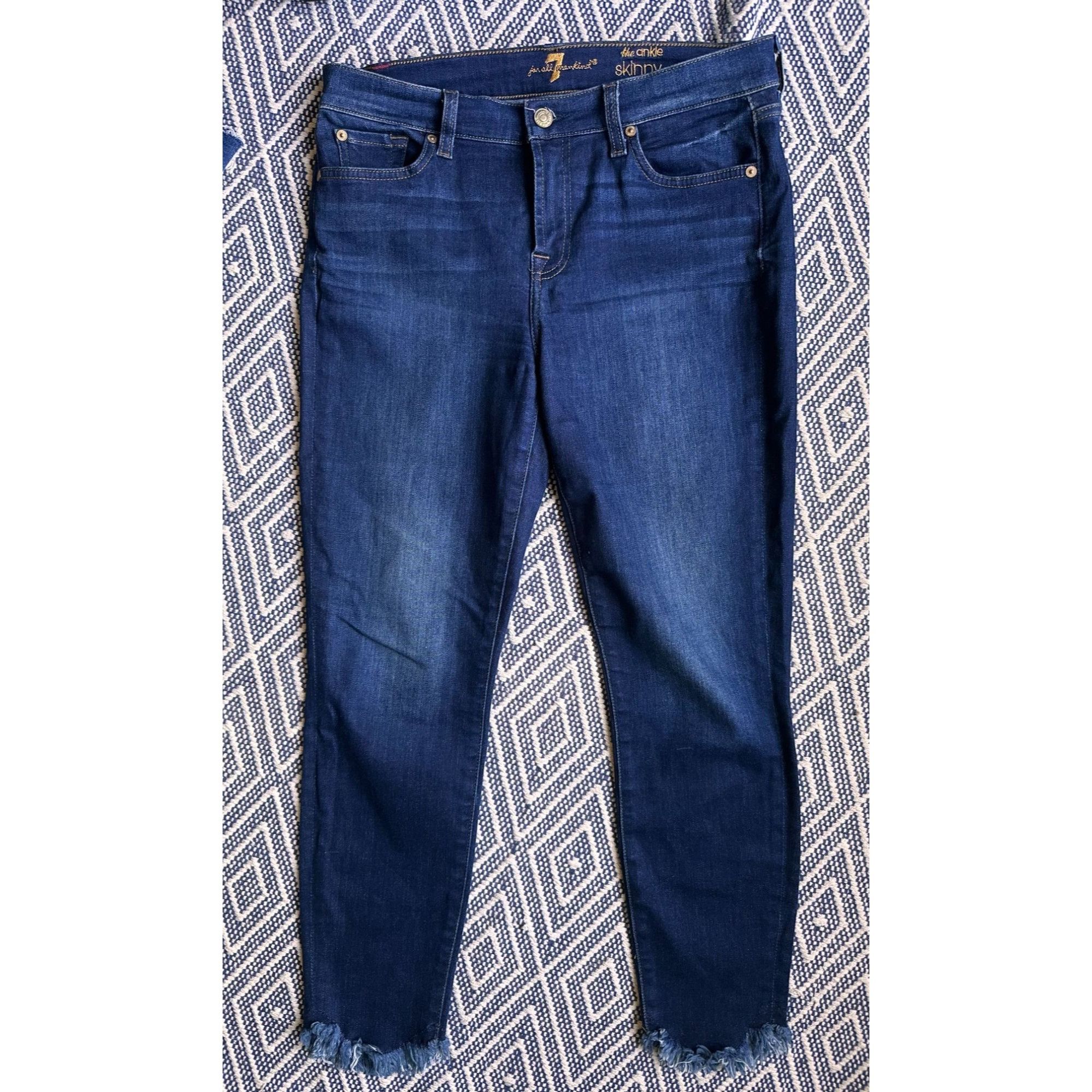 7 For All Mankind 7 for all mankind the ankle skinny raw hem jeans Size 30 Size 30" / US 8 / IT 44 - 1 Thumbnail