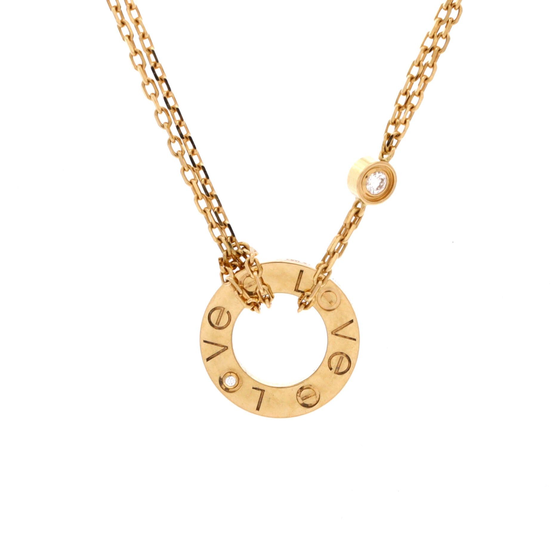 Cartier 2 Diamonds Love Pendant Necklace Size ONE SIZE - 1 Thumbnail