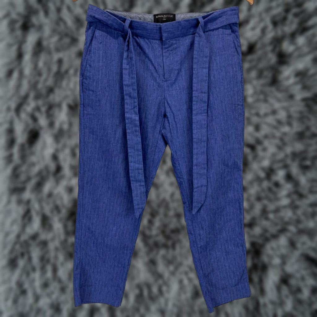 Banana Republic Womens Banana Republic Linen Blend Avery Ankle Pants Sz 4 Petite VGUC Belt Size 27" / US 4 / IT 40 - 1 Thumbnail