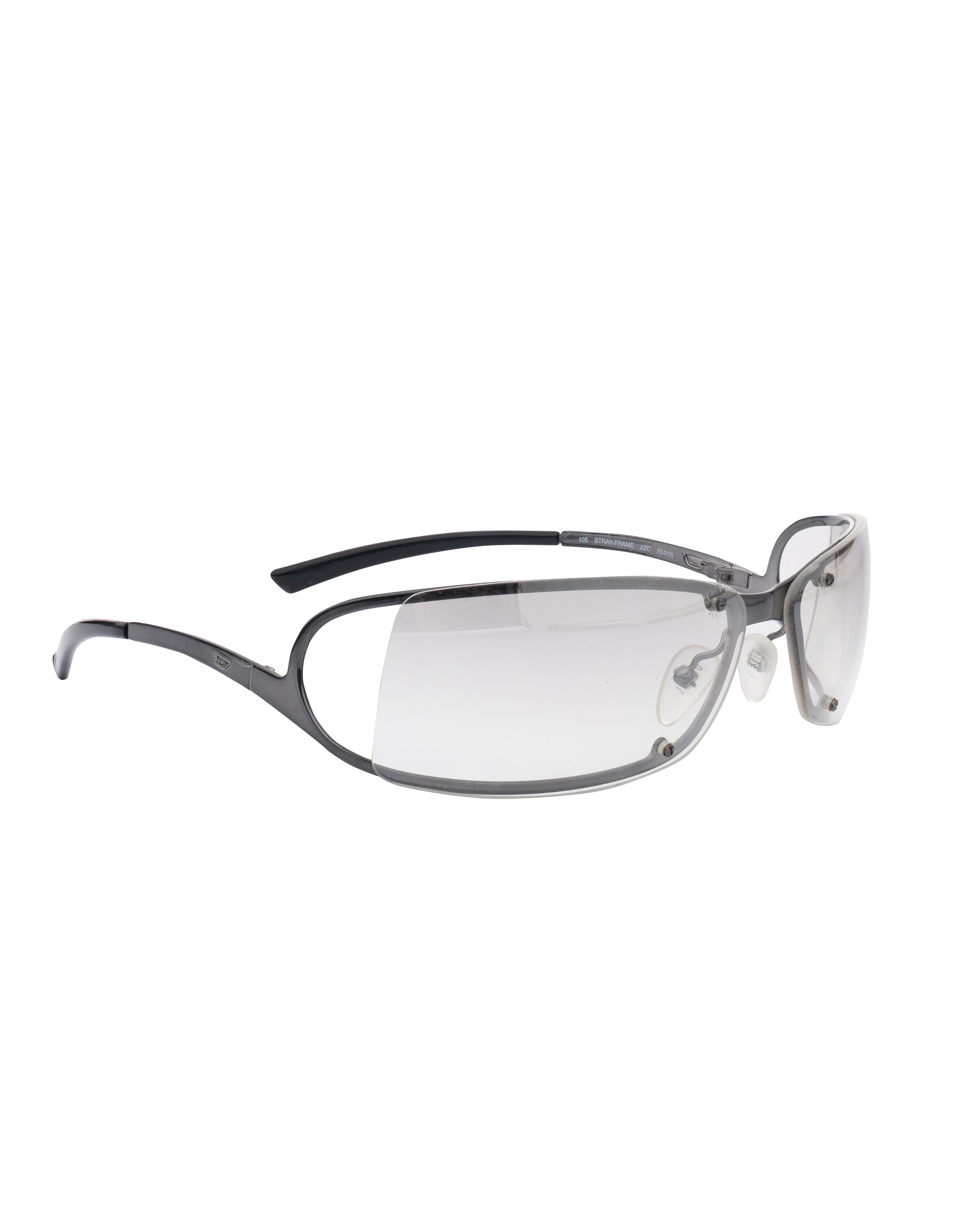 Diesel '90s Gray Transparent Rimless Cut-Out Sunglasses