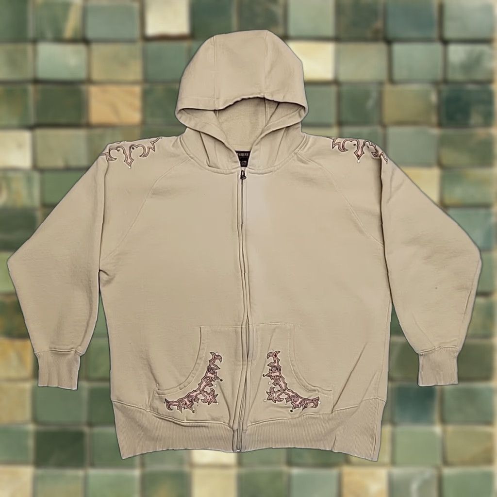 Ariat Ariat Hoodie Womens XL Cowboy Western Embroidered Bedazzled Hooded Sweatshirt Beige Pockets Rhinestone Cowboys Western decor Womens XL Hoodie Size XL / US 12-14 / IT 48-50 - 1 Thumbnail