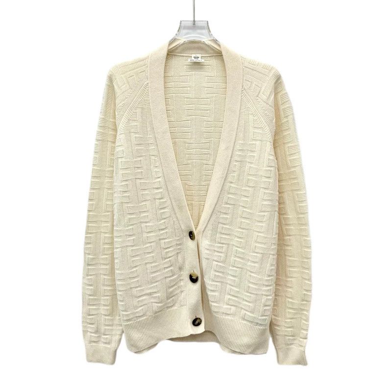 Hermes Hermes Beige Knit V-Neck Cardigan Size US XXS / EU 40 - 1 Thumbnail