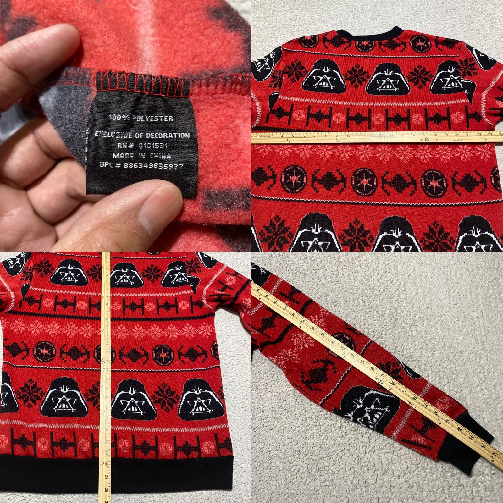 Star Wars Star Wars Mens Sweater Large Red Darth Vader Long Sleeve Crew Neck Pullover Knit Logo Casual Size US L / EU 52-54 / 3 - 8 Thumbnail