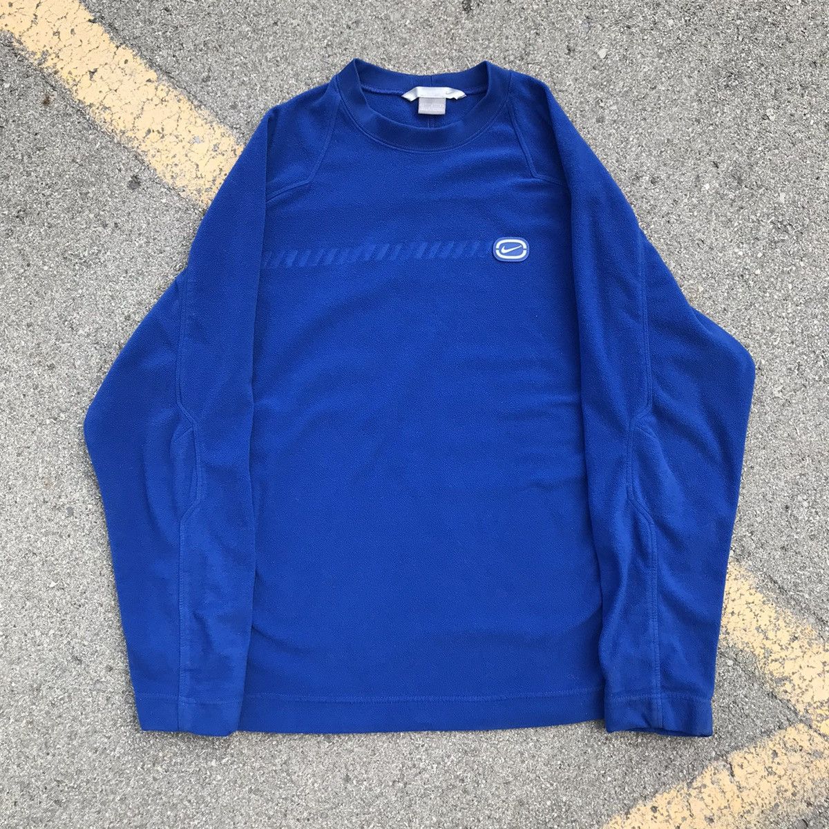 Nike × Vintage Vtg Y2K 00s Nike Rubber Logo fleece blue Sz L Size US L / EU 52-54 / 3 - 6 Thumbnail