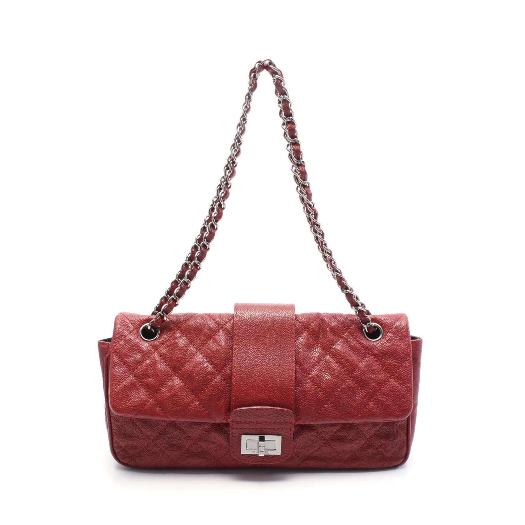Chanel Chanel 2.55 Matelasse Grained Calfskin Shoulder Bag Leather Shoulder Bag in Red, Women's