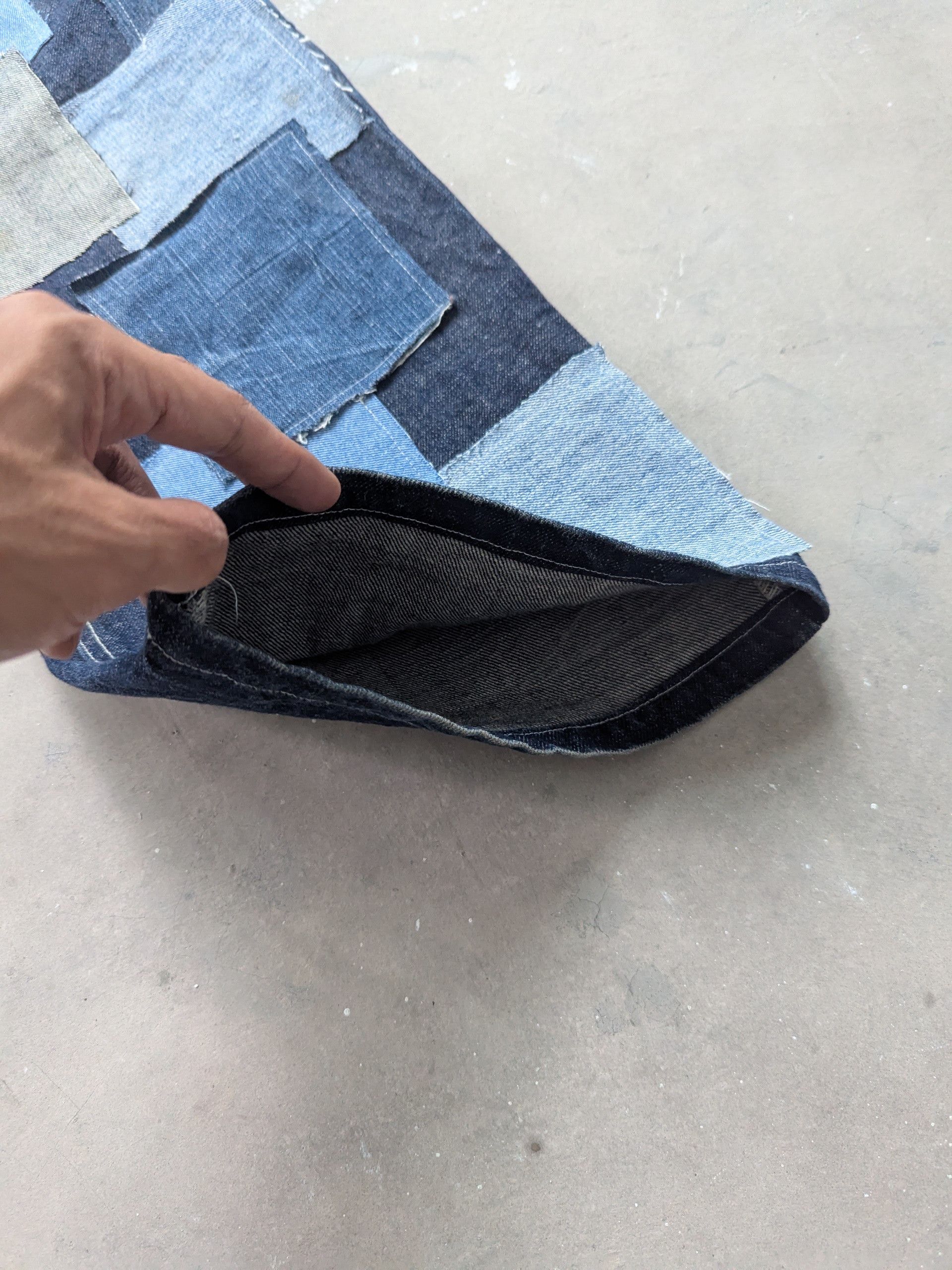 Japanese Brand × Vintage Vintage Buckle Back Denim Patchwork Custom Made Size US 38 / EU 54 - 6 Thumbnail