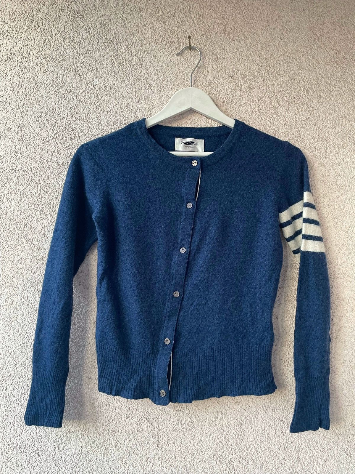 Thom Browne Thom Browne Blue Merino Wool Warm Cardigan Size M Stripe Arm Size M / US 6-8 / IT 42-44 - 1 Thumbnail