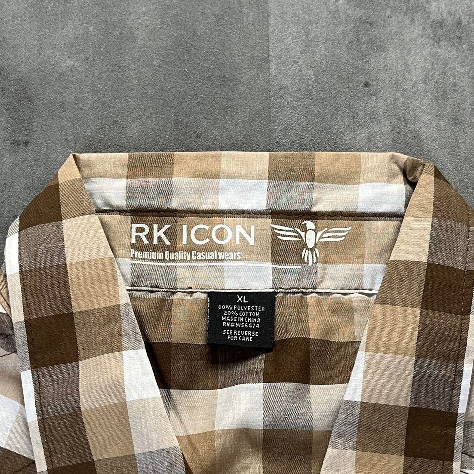 Japanese Brand × Vintage Crazy Vintage Y2K Baggy RK ICON Brown & Cream Flannel Shirt Size US XL / EU 56 / 4 - 4 Thumbnail