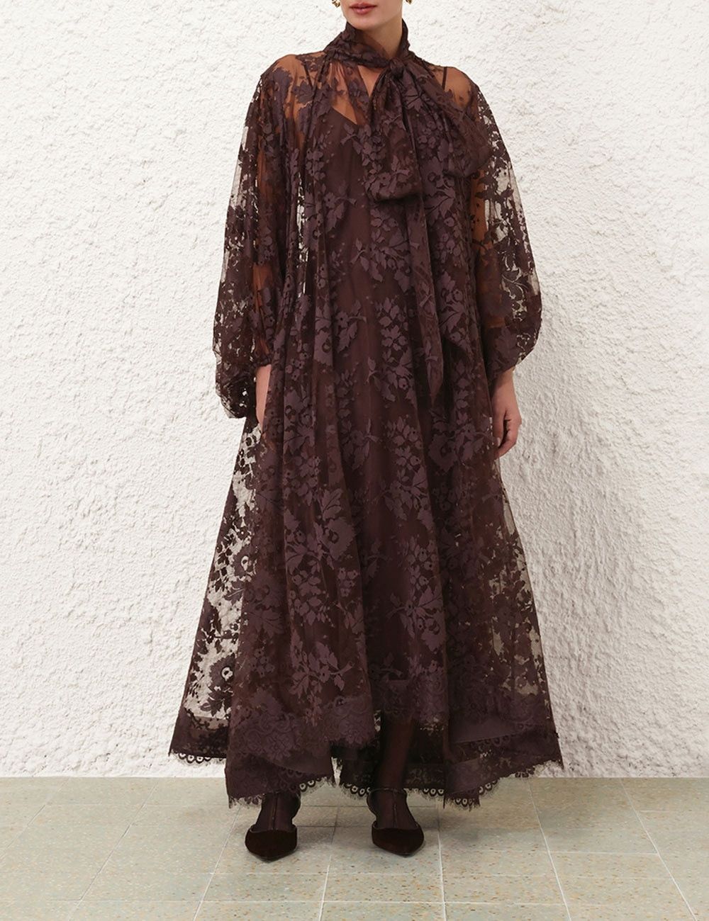 Zimmermann oc11z0725 Illustration Lace Gown in Brown Size L / US 10 / IT 46 - 2 Thumbnail