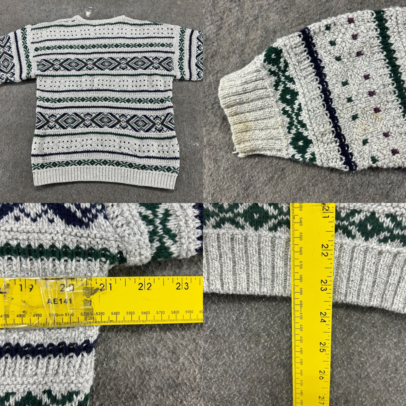 Vintage VINTAGE Cambridge Sweater Mens M White Green Pullover Fair Isle Chunky Knit 90s Cookies? Size US M / EU 48-50 / 2 - 8 Thumbnail