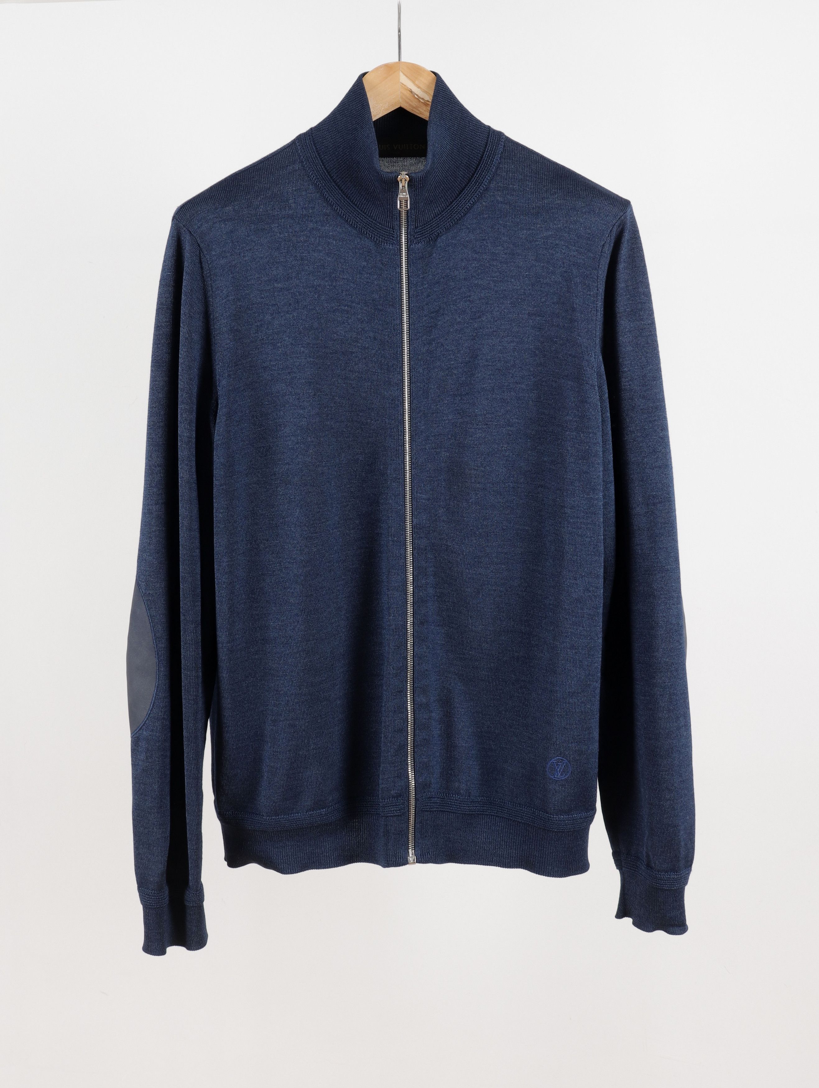 Louis Vuitton Wool Silk Blue Zip Sweater