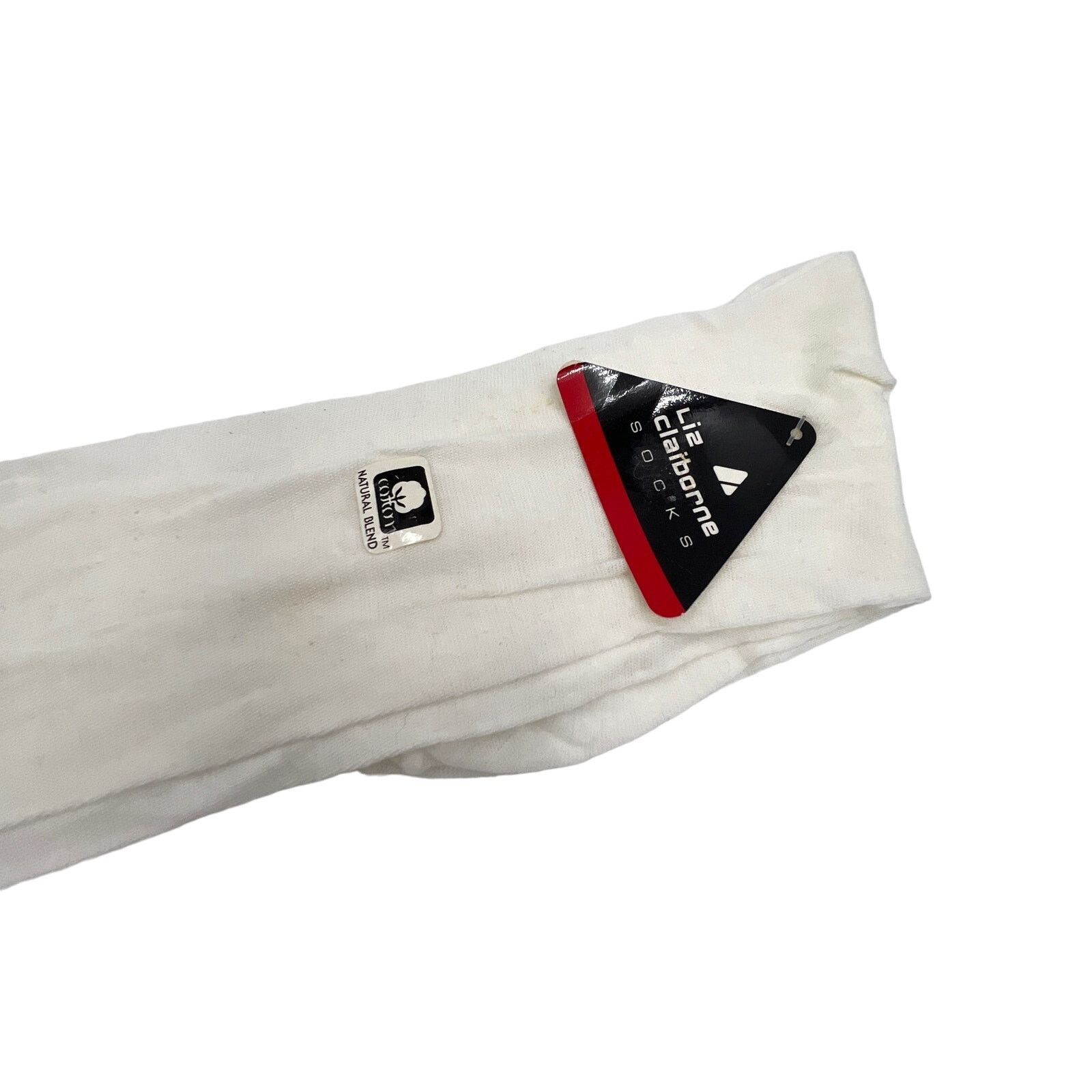 Vintage Liz Claiborne Knee High Cotton Socks White Vintage Deadstock Size ONE SIZE - 2 Thumbnail