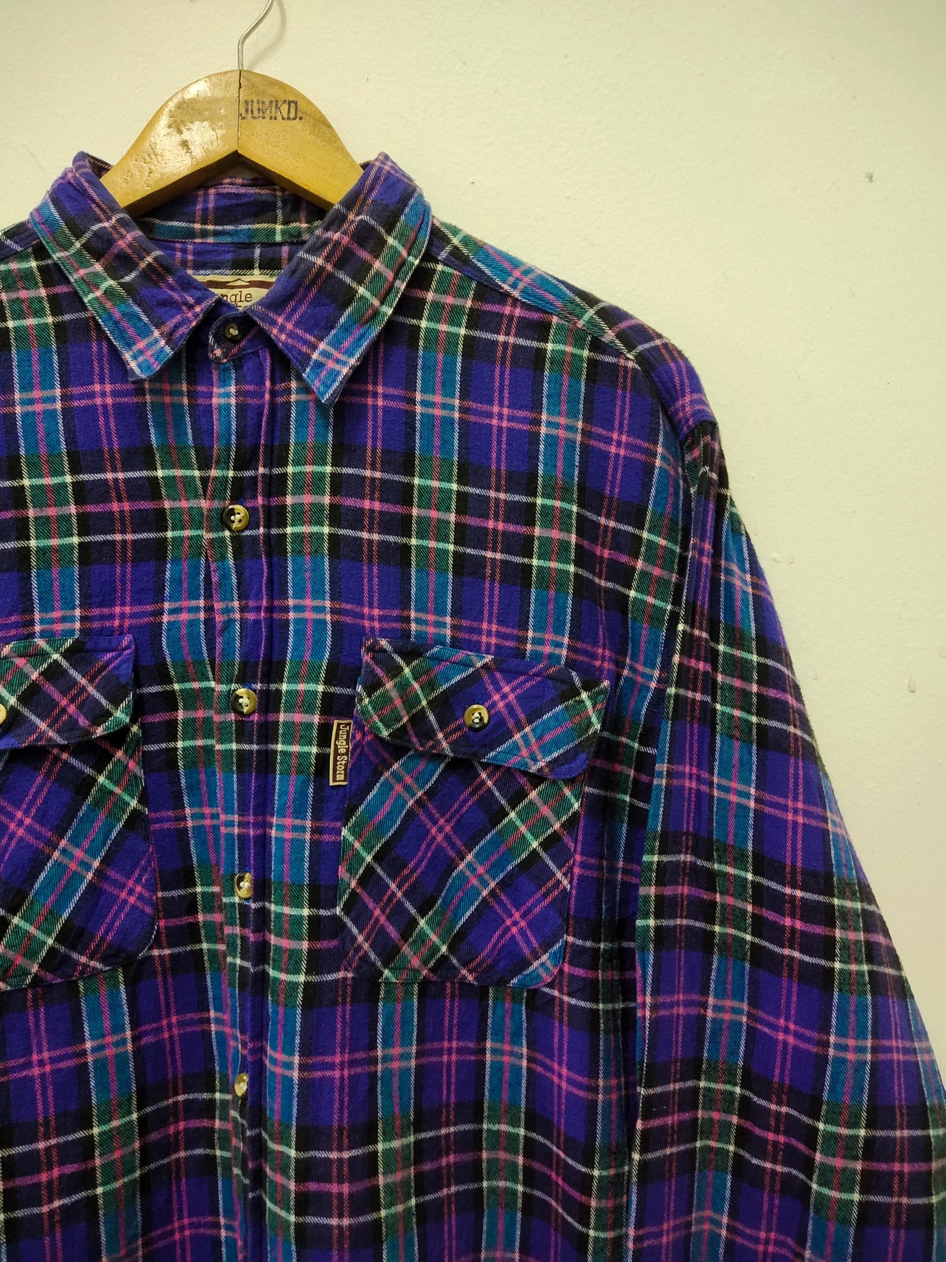 Japanese Brand Vintage Jungle Storm Japan brand flannel checkered Size US M / EU 48-50 / 2 - 9 Thumbnail