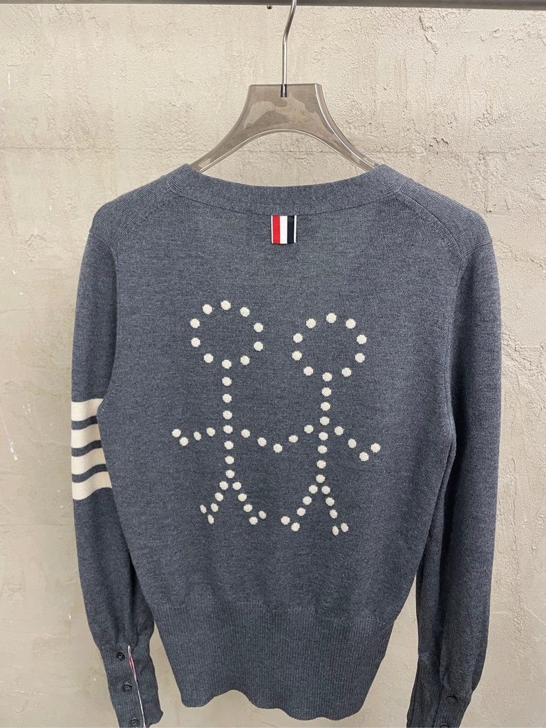 Thom Browne Thom browne Gray dot villain four-striped wool knitted card Size US XXS / EU 40 - 4 Thumbnail