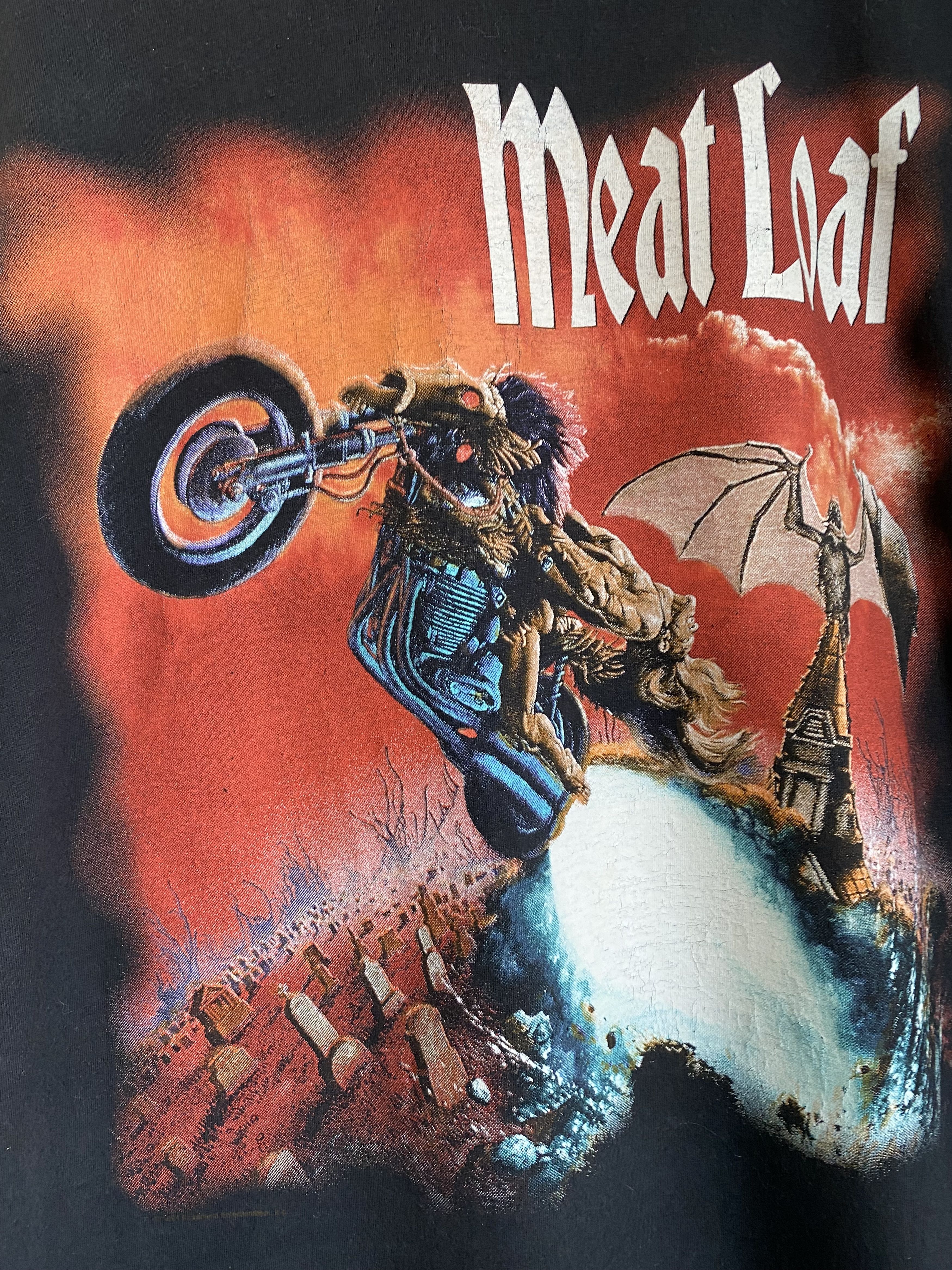 Band Tees × Vintage Vintage 90s Meat Loaf bat out of hell tour t-shirt Size US L / EU 52-54 / 3 - 2 Thumbnail