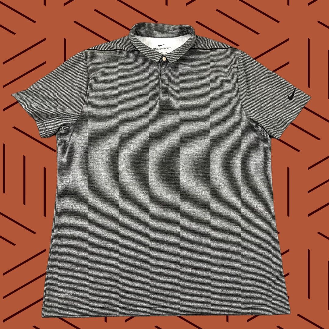 Nike NIKE Polo Shirt Mens AEROREACT Extra Large Gray Striped Snap Collar Golf Sport Size US XL / EU 56 / 4 - 1 Thumbnail