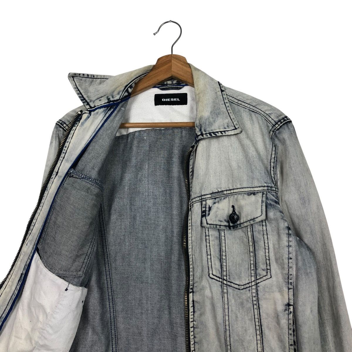 Diesel 🔥VINTAGE DENIM BIKER JACKET DIESEL ACID WASH DESIGN Size US M / EU 48-50 / 2 - 14 Thumbnail