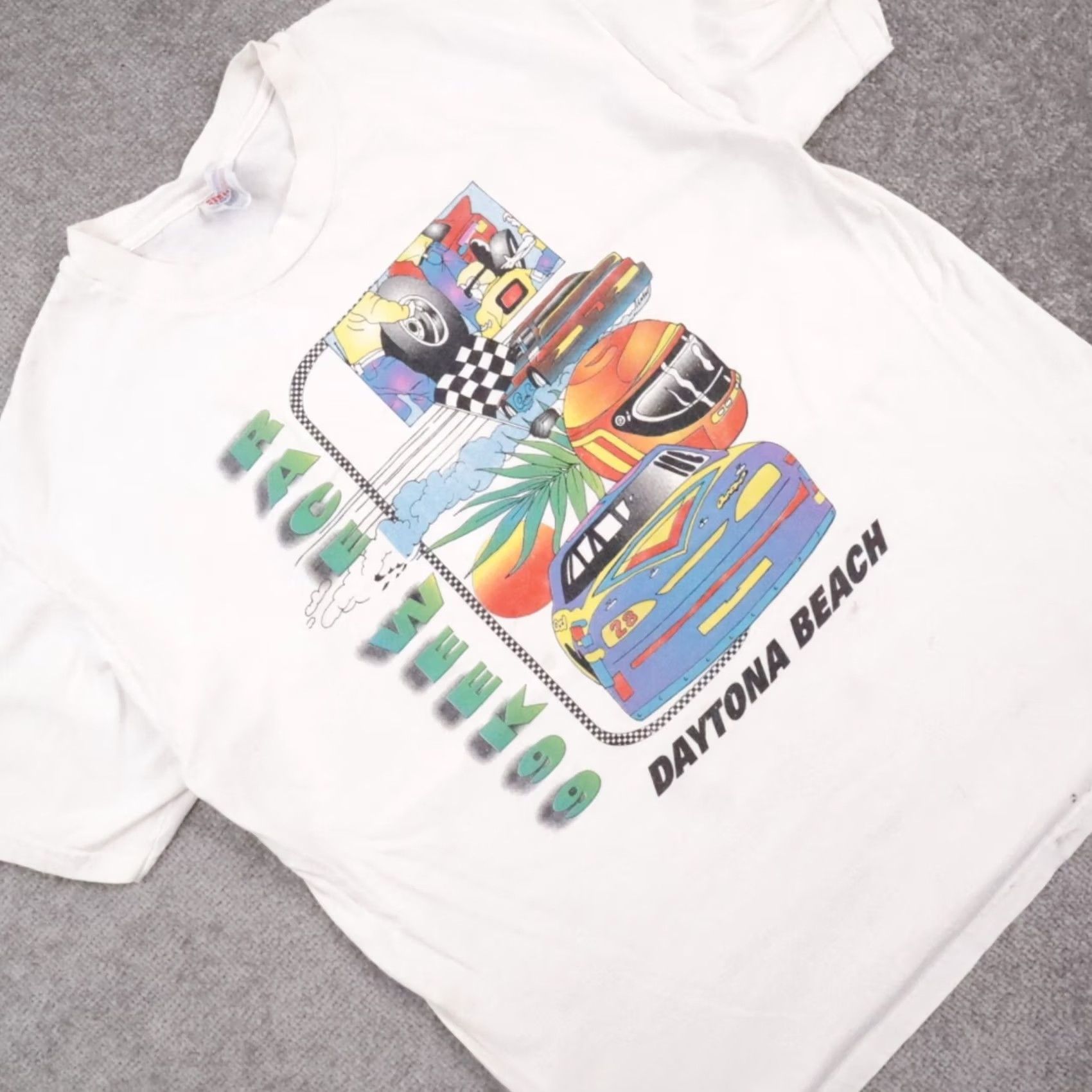 NASCAR VINTAGE Shirt Mens L White 90s NASCAR Daytona Race Week Short Sleeve Crew Neck Size US L / EU 52-54 / 3 - 7 Thumbnail