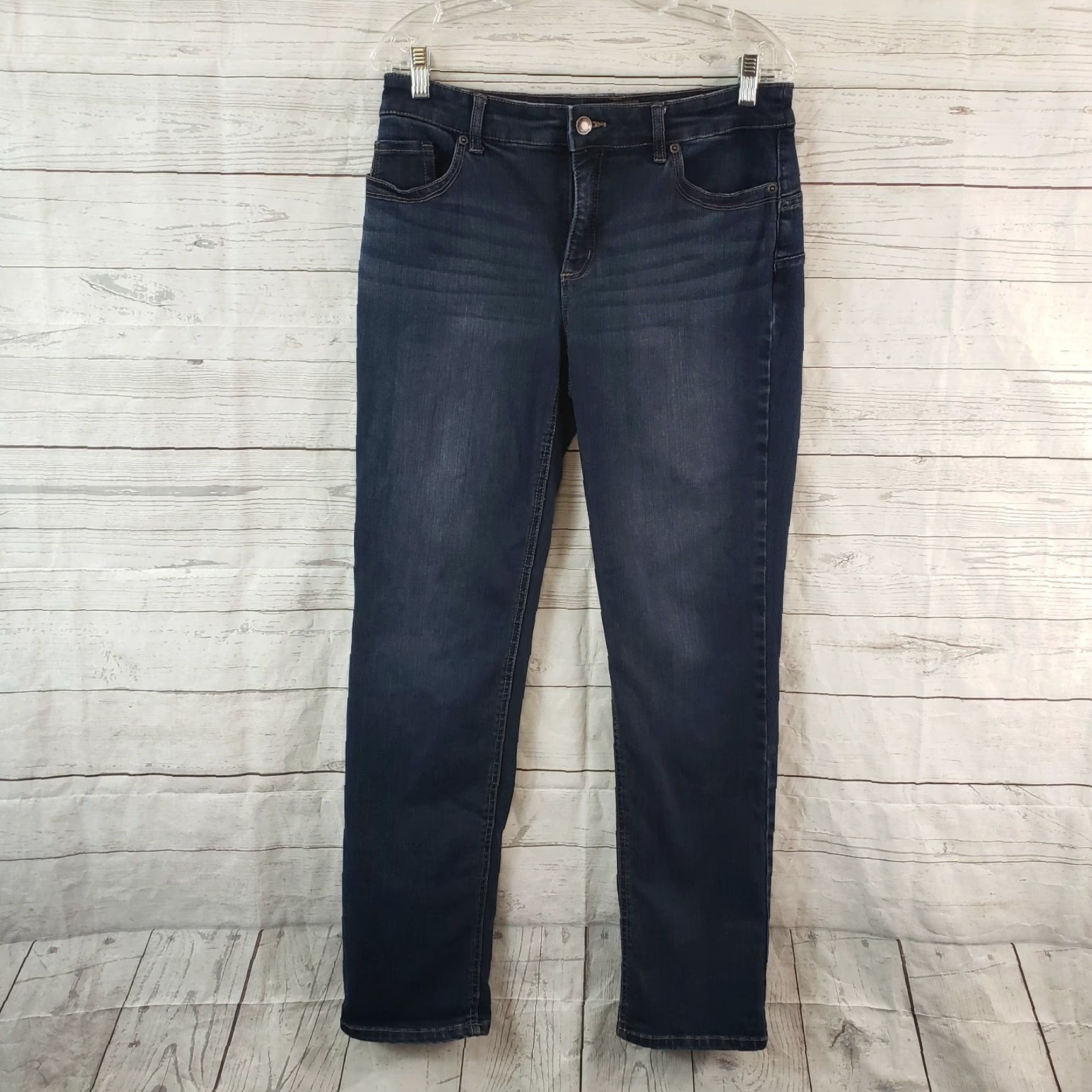 Vintage Chico's So Lifting Womens Jeans Blue 6 Mid Rise Dark Wash Regular Cotton Blend Zip Straight 31.5 Inseam Womens Size 28" / US 6 / IT 42 - 2 Thumbnail
