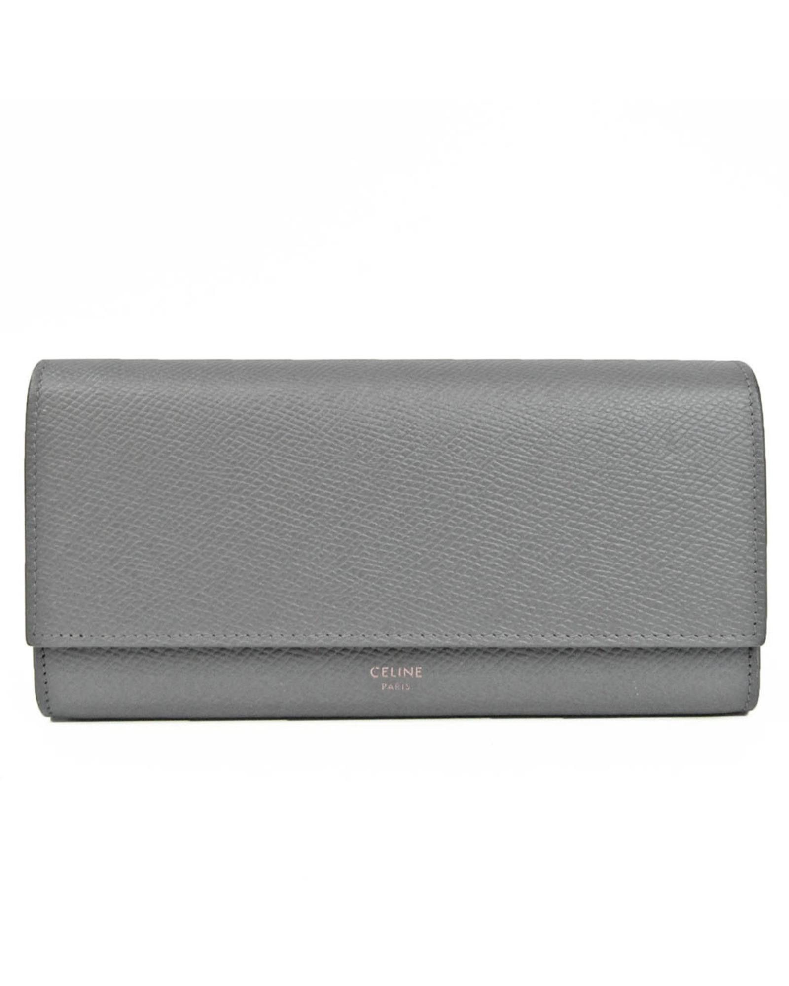 image of Celine Large Flap Wallet in Grey, Women's