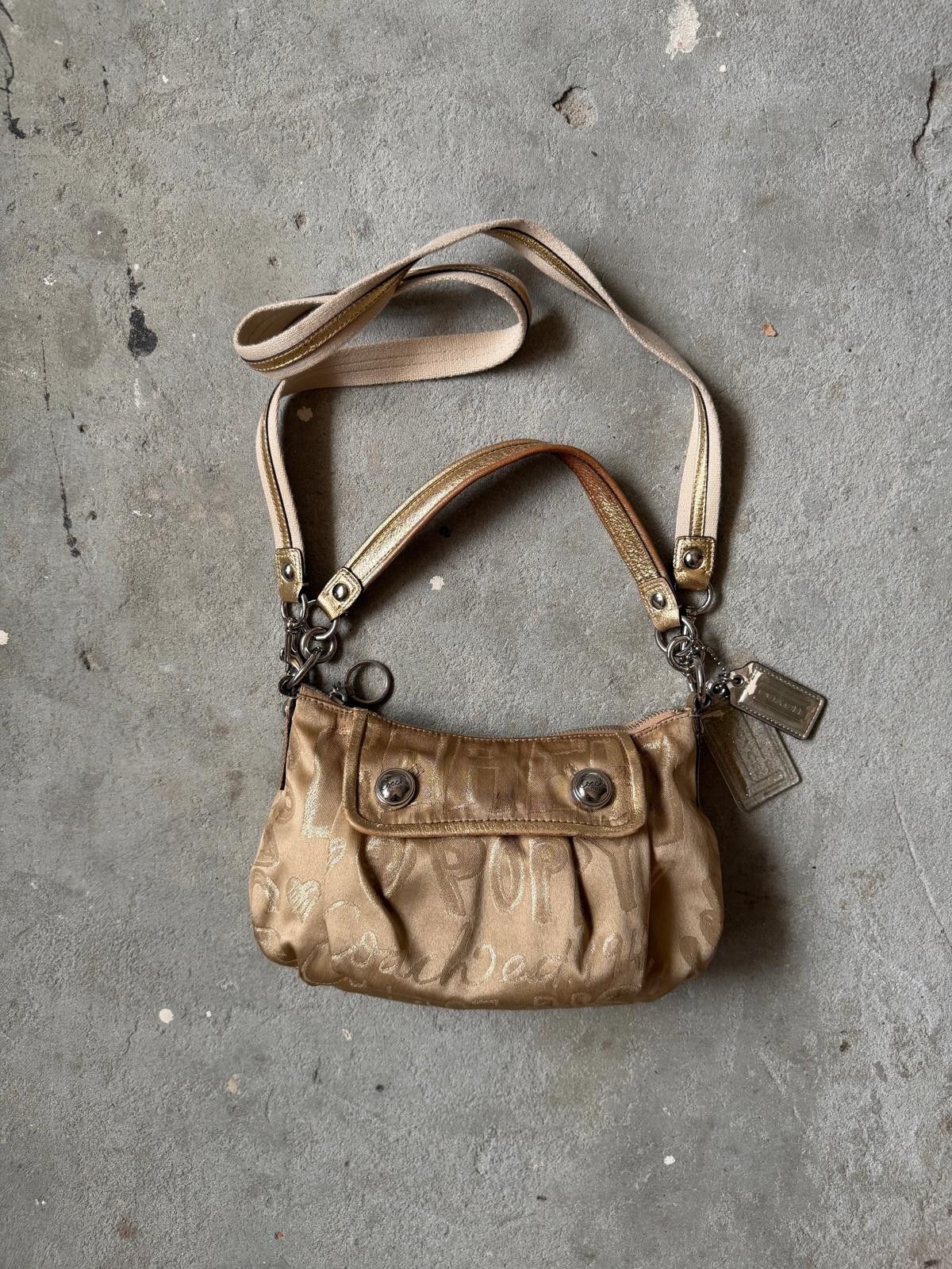 Coach Coach 2Way Poppy Shoulder Bag Beige/Gold Size ONE SIZE - 1 Thumbnail