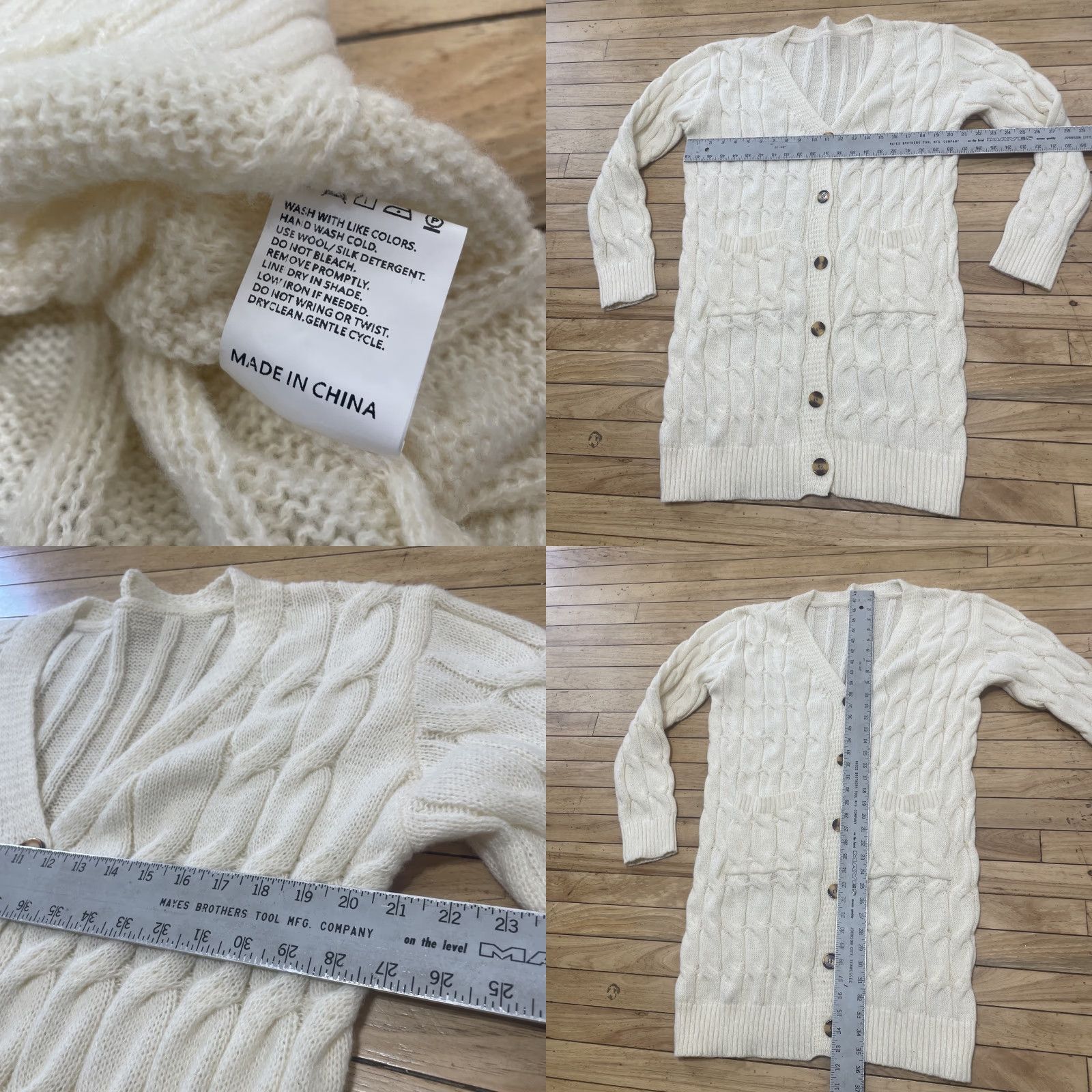 Vintage VINTAGE Cardigan Sweater Dress Women L Cream Old Money Minimal Button Front Chore Pocket 90s Knit Winter Fall Mens Womens Boys Girls Size L / US 10 / IT 46 - 8 Thumbnail
