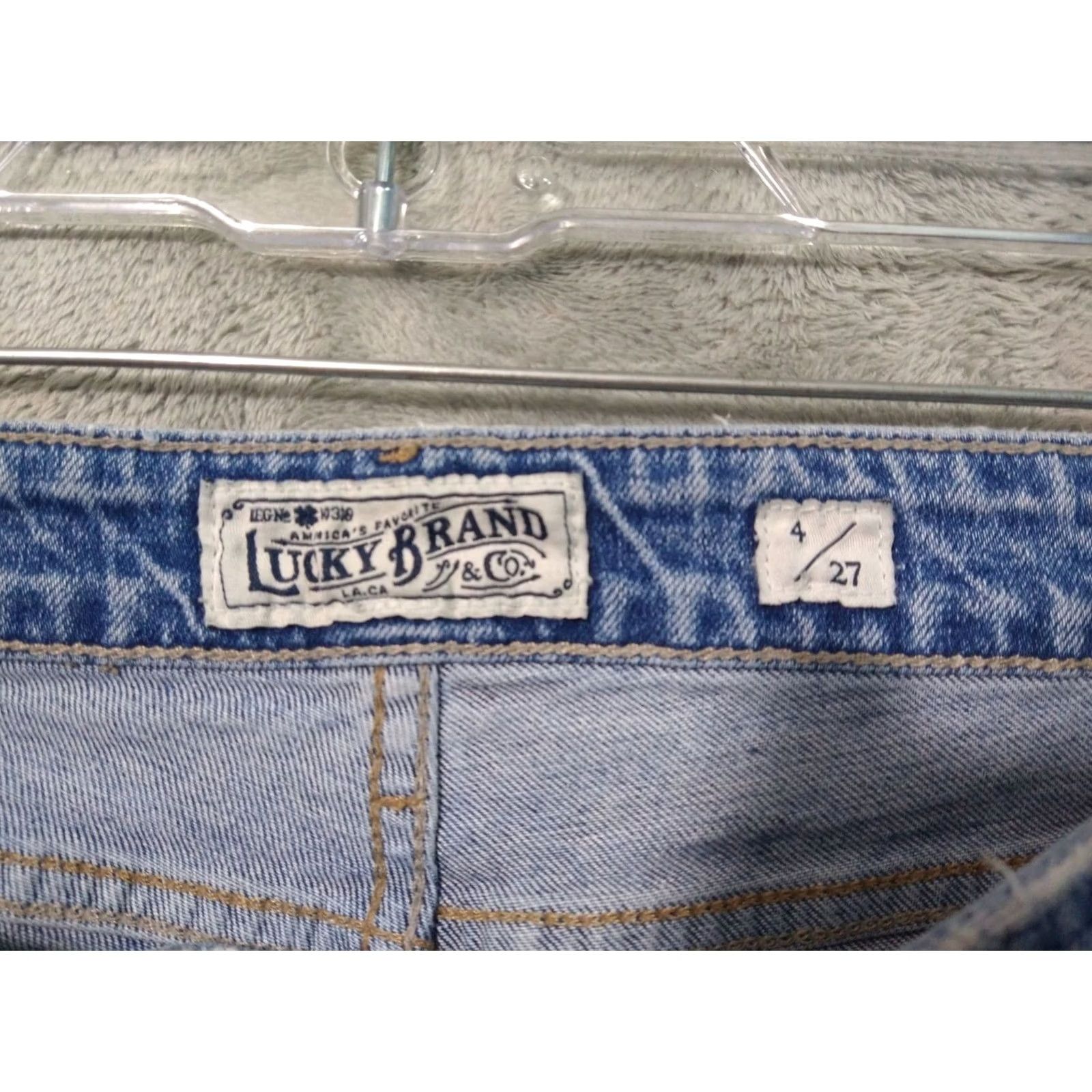 Lucky Brand Lucky Brand Jeans Womens 4/27 Blue Cone Denim AVA Skinny Mid Rise Distressed Size 4 27in Inseam 27in Blue 5-Pocket Design Denim Shirt? Size 27" / US 4 / IT 40 - 7 Thumbnail