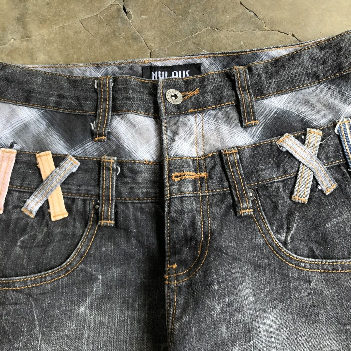 14th Addiction 2000s Nylaus Double Waist Denim Jeans Pant Faded Y2k Size US 28 / EU 44 - 4 Thumbnail