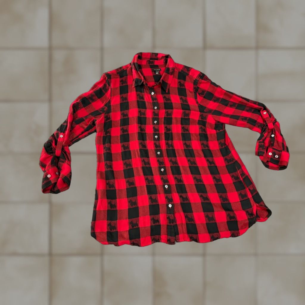 Talbots Talbots Shirt Womens XL red black plaid Scottie dog long sleeve Button-Up Casual Shirt Size XL / US 12-14 / IT 48-50 - 1 Thumbnail