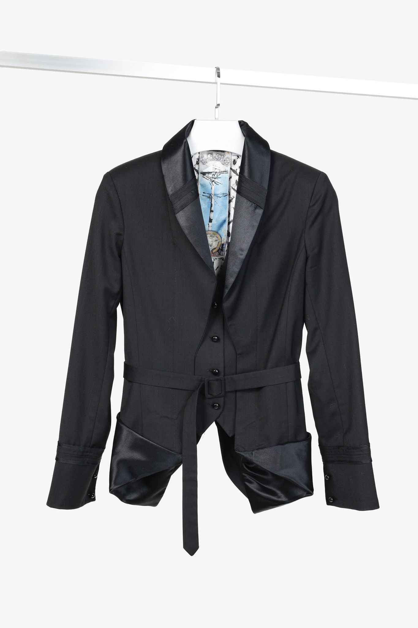 L.A.M.B. L.A.M.B. Vintage Black Wool and Satin Waistcoat Jacket Size S / US 4 / IT 40 - 1 Thumbnail