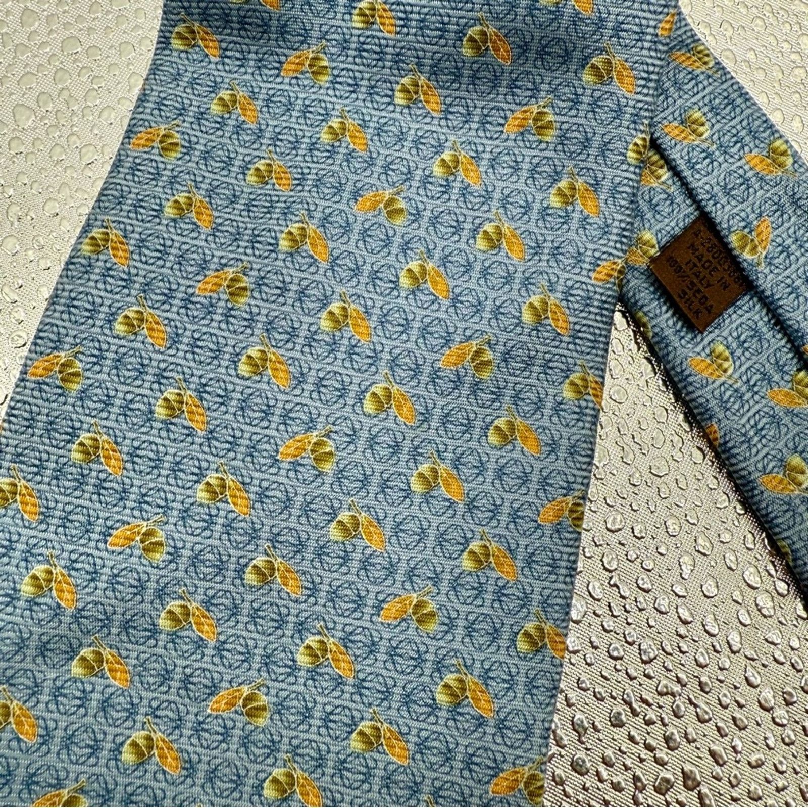 Loewe Loewe Men’s Tie 100% Silk Blue Logo Embroidered Size ONE SIZE - 5 Thumbnail