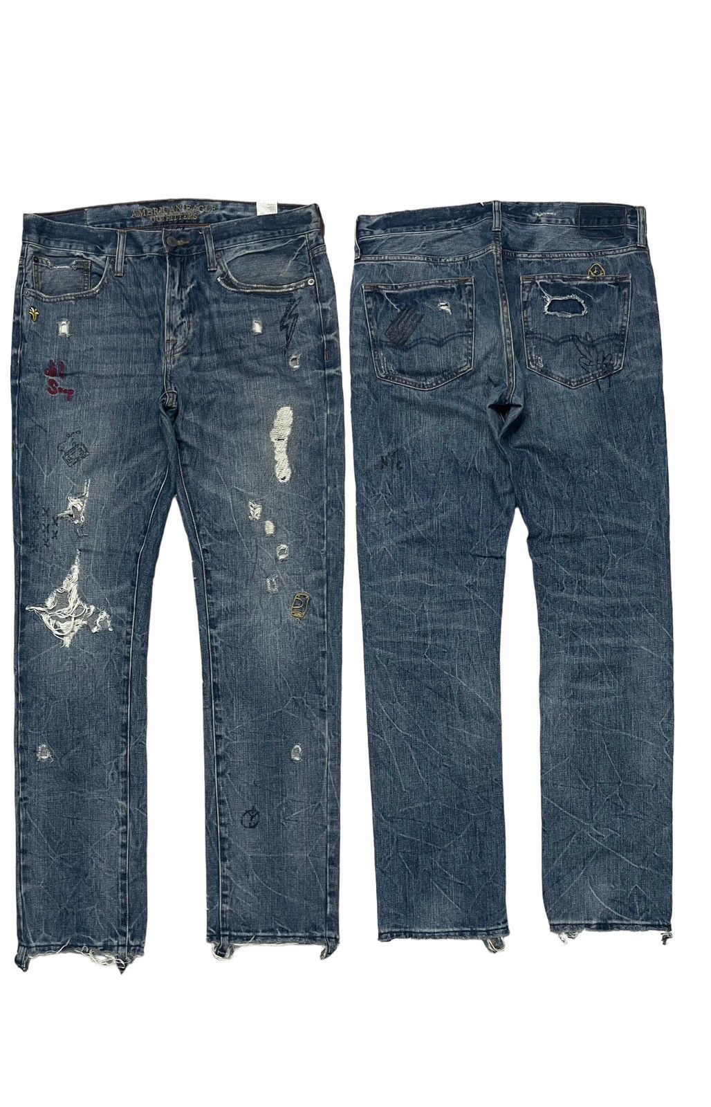 American Eagle Outfitters 2000s AMERICAN EAGLES OUTFITTER RARE DISTRESSED DENIM Size US 33 - 1 Thumbnail