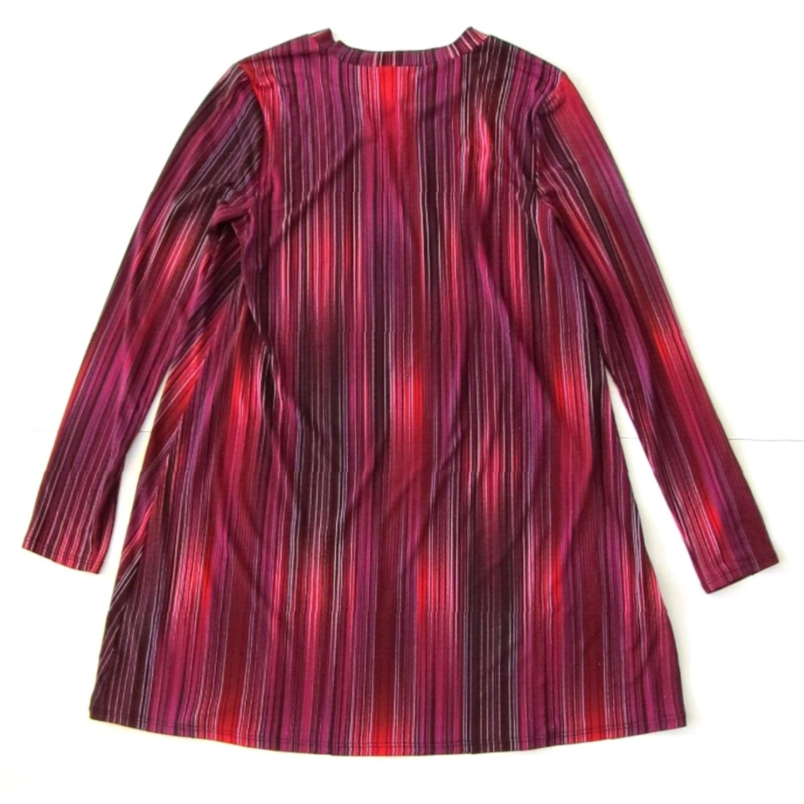 BCBGeneration BCBGeneration Pink Black Red Stripe Stretch Long Sleeve Shift Tunic Tent Dress M Size M / US 6-8 / IT 42-44 - 2 Thumbnail