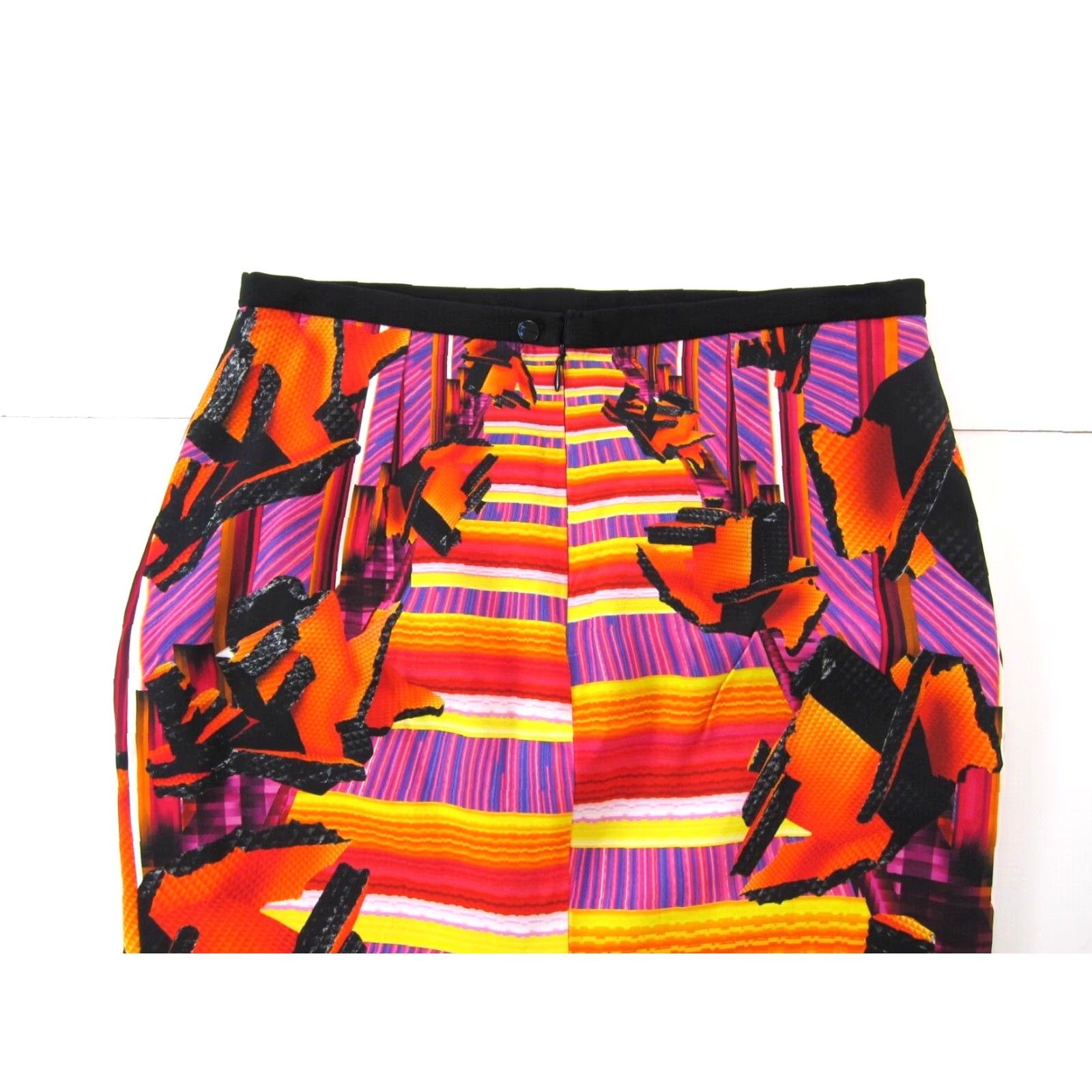 Peter Pilotto Vintage Peter Pilotto Pink Orange Black Geometric Retro Straight Pencil Skirt 14 Size 36" / US 14 / IT 50 - 6 Thumbnail
