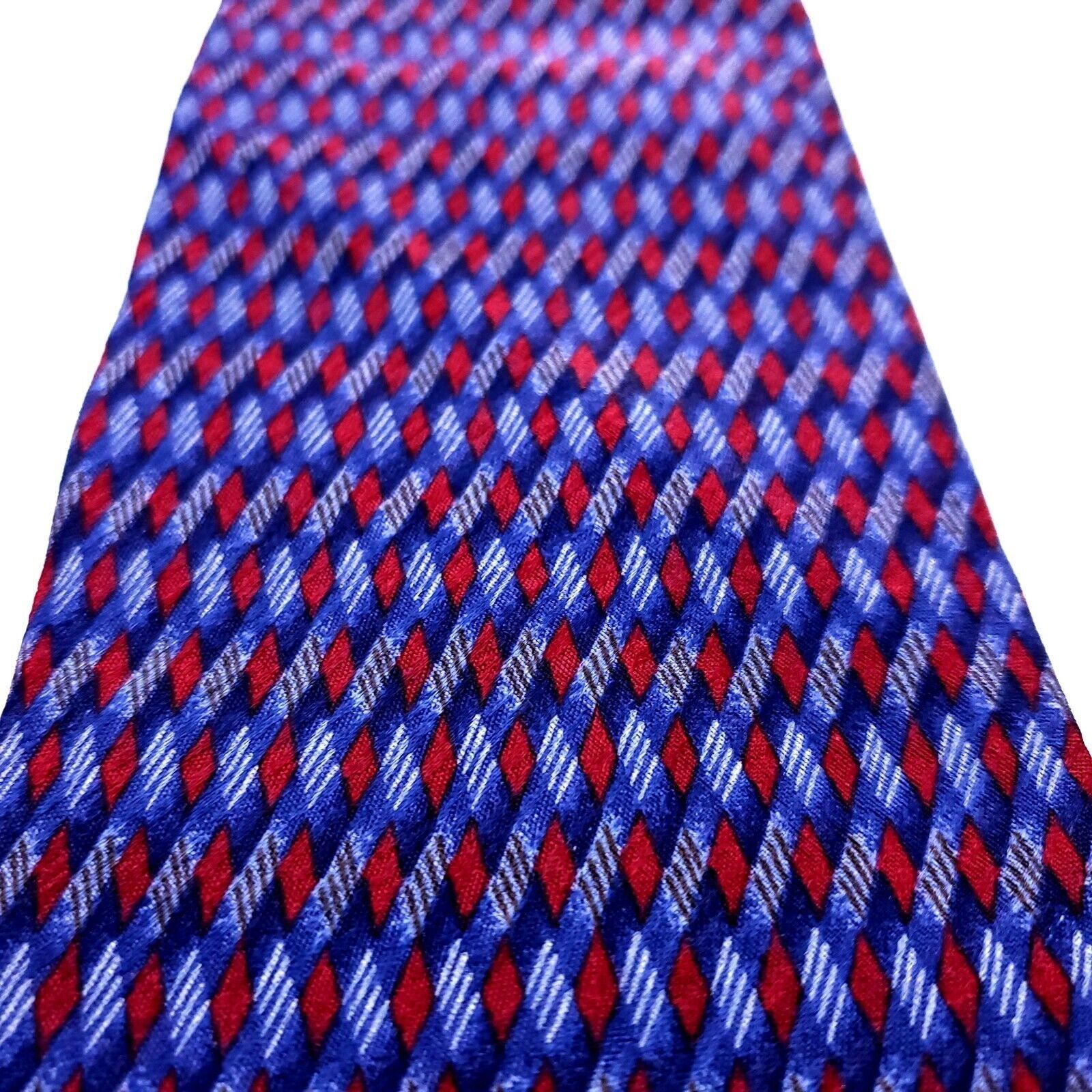 Calvin Klein Calvin Klein Silk Tie Blue Red Print Geometric Size ONE SIZE - 2 Thumbnail