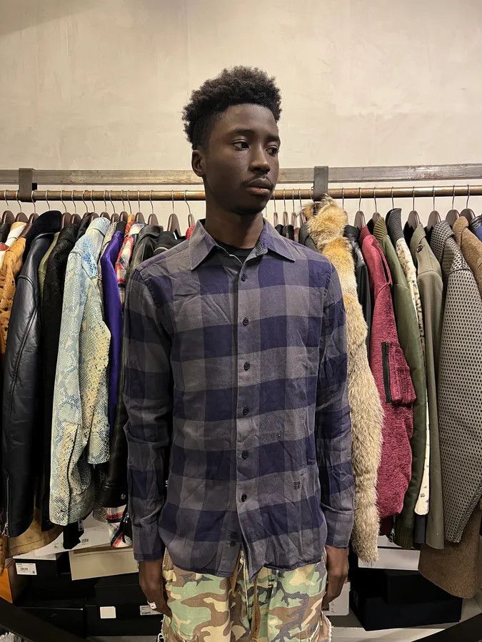Givenchy Givenchy Grey & Navy Checkered Shirt Size US S / EU 44-46 / 1 - 1 Thumbnail