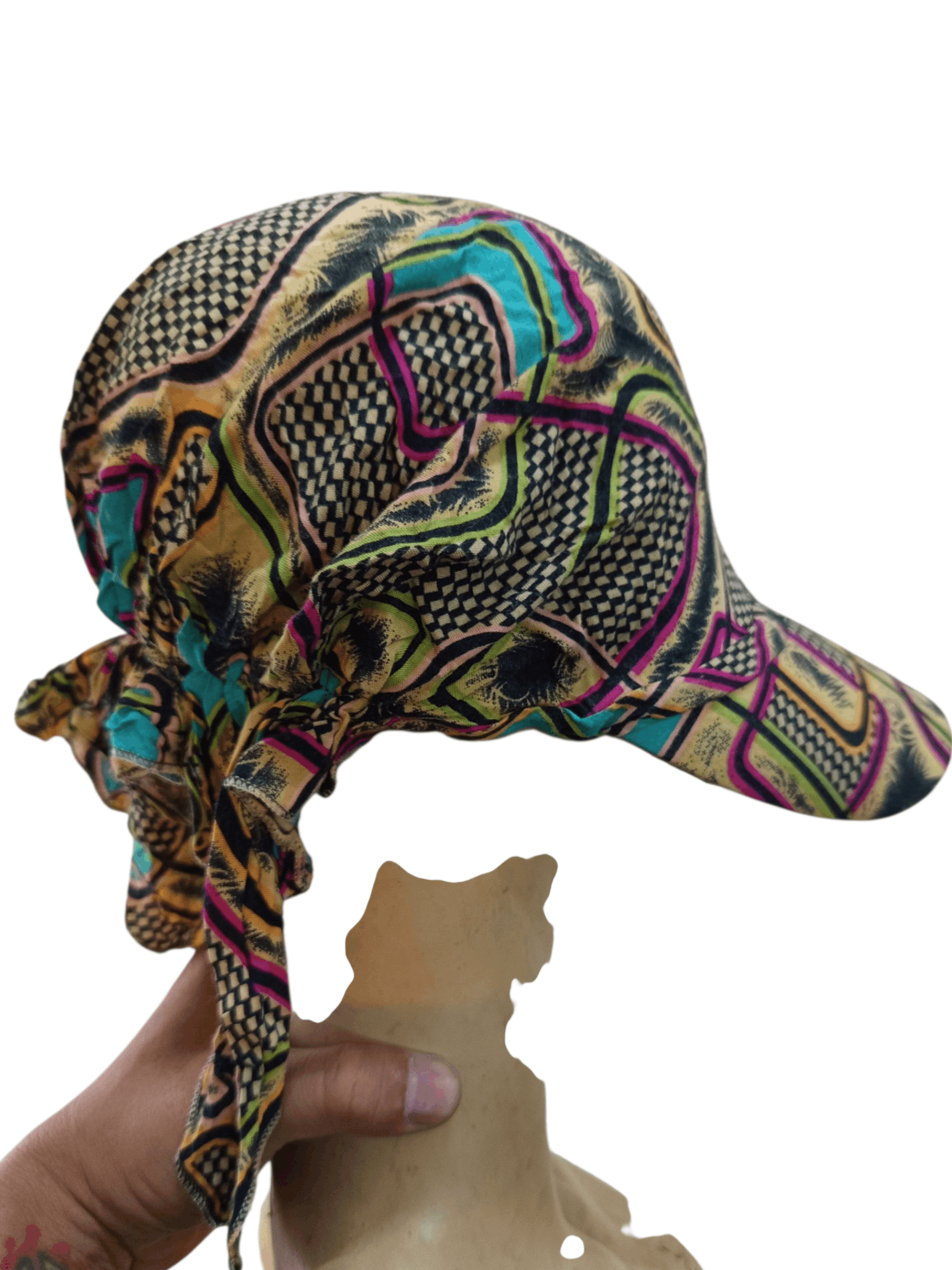 Other 90s Y2K Abstract Bucket Hat Legionnaire Sun Hat Neck Flap Size ONE SIZE - 4 Thumbnail